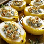 - 4 ripe pears, halved and cored - 100g blue cheese, crumbled - 50g cream cheese, softened - 2 tablespoons honey - 1 tablespoon walnuts, finely chopped - Fresh thyme leaves, for garnish - Salt and pepper to taste You can change the type of cheese if you want. Try goat cheese for a milder taste. You could also use feta for a crumbly texture. For a sweeter touch, use maple syrup instead of honey. This makes a nice change. If you don't like walnuts, try pecans or almonds. Both add a nice crunch. - Preheat your oven to 350°F (175°C). This step ensures even cooking for your pears. - In a small mixing bowl, combine the crumbled blue cheese, softened cream cheese, honey, and chopped walnuts. Mix well until creamy. This mixture will be the star of your dish! - Add a pinch of salt and pepper to taste. This will enhance the flavors of the cheese. - Take each pear half and spoon a generous amount of the cheese filling into the hollowed center. Ensure each pear is well-stuffed for maximum flavor. - Place the stuffed pears in a baking dish with the cut side facing up. This allows the cheese to melt beautifully. - Bake in the preheated oven for 20-25 minutes. Check for tenderness in the pears and bubbly cheese. - Remove the pears from the oven and let them cool slightly. This makes them safe to touch and enhances the taste. - Garnish with fresh thyme leaves on top. This adds a lovely aroma and visual appeal to your dish. Choosing the right pear type is key. I recommend using ripe Bartlett or Anjou pears. These pears are sweet and soft when cooked. They hold their shape well, giving you a perfect bite. Other pear types may be too hard or not as sweet. For the cheese filling, you want a creamy texture. Mix the blue cheese and cream cheese until smooth. Add honey for a touch of sweetness. Make sure to blend well. This makes the filling easy to scoop and stuff into the pears. Pair your stuffed pears with a sweet white wine, like Riesling. The wine’s sweetness balances the blue cheese's strong flavor. You can also serve them with a light salad for extra crunch. For presentation, place the pears on a beautiful platter. Drizzle some honey on top for shine. Add a few sprigs of fresh thyme around the pears. This makes your dish look extra special. Be careful not to overbake the pears. Keep an eye on them after 20 minutes. You want them tender, not mushy. Overbaking can ruin their texture. Also, pay attention to filling proportions. If you add too much filling, it can spill out during baking. Use just enough to fill each pear half without overflowing. This keeps your dish neat and tasty. {{image_2}} You can make blue cheese stuffed pears even more exciting. Adding spices or herbs can change the flavor. Try mixing in a pinch of nutmeg or a dash of cayenne pepper for warmth. Fresh herbs like rosemary or basil can also add a lovely aroma. You might want to sweeten the dish too. Introducing fruit preserves or compotes can give a nice twist. A dollop of fig jam or a spoonful of cranberry sauce can balance the cheese's saltiness. These additions make the dish pop with flavor. If you need a gluten-free version, this dish is easy to adapt. All the ingredients are naturally gluten-free. Just be sure to check the labels on your cheese and any preserves you use. For a vegan alternative, swap the blue cheese and cream cheese for plant-based options. Use cashew cheese or a creamy tofu blend. You can also replace honey with maple syrup or agave nectar. This way, you keep the sweet and savory mix, but in a vegan-friendly way. To store leftovers, place the stuffed pears in an airtight container. Make sure they cool first. Store them in the fridge for up to three days. After that, the pears may lose their flavor and texture. If you want to enjoy them longer, consider freezing. You can freeze blue cheese stuffed pears, but it’s best to do this before baking. Wrap each pear half in plastic wrap, then place them in a freezer bag. Remove as much air as possible. They will keep well for up to three months. When ready to cook, thaw them in the fridge overnight. Then, bake them following the original recipe instructions. Enjoy your tasty treat! You can tell the pears are done when they are soft. Stick a fork in them; if it goes in easily, they are ready. Also, look for the cheese filling to be slightly bubbly. This means the flavors meld well together. Yes, you can prepare these pears ahead of time. Stuff the pears and cover them. Place them in the fridge for up to 24 hours before baking. This saves time when you are ready to serve. Just remember to bake them when you need them. A sweet white wine works best with blue cheese and pears. Try a late-harvest Riesling or a Sauternes. These wines balance the blue cheese's strong flavor and the pear's sweetness. A light red, like Pinot Noir, can also be a good choice. Absolutely! You can use goat cheese or feta as a substitute. Both cheeses have unique flavors that still work well with pears. Cream cheese alone can also be used for a milder taste. Experiment to find your favorite version! This blog post showed how to make delicious blue cheese stuffed pears. We covered the key ingredients and their tasty alternatives. I provided step-by-step instructions to help you bake these treats. With tips on perfecting your dish, I shared ways to avoid common mistakes. Lastly, we discussed storage and answered your FAQs. Try this recipe to impress friends at your next dinner. Enjoy the flavors and get creative with your own touches!