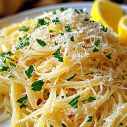 To make Garlic Butter Angel Hair, you need a few key items: - 8 oz angel hair pasta - 4 tablespoons unsalted butter - 5 cloves garlic, minced - 1 teaspoon red pepper flakes (adjust for spice) - ½ cup grated Parmesan cheese - 2 tablespoons fresh parsley, chopped - Zest of 1 lemon - Salt and pepper to taste - Lemon wedges for garnish These ingredients work together to create a rich and tasty dish. The garlic and butter give a wonderful flavor, while the lemon adds brightness. You can change the dish to fit your taste. Here are some fun ideas: - Add cooked shrimp or grilled chicken for protein. - Toss in cherry tomatoes for a pop of color and extra flavor. - Use different herbs like basil or thyme for a fresh twist. Feel free to experiment! Each change can make the dish your own. Choosing the right ingredients matters. Here are some tips: - Pasta: Look for high-quality angel hair. Check the packaging for freshness. - Garlic: Choose firm cloves with no sprouting for the best taste. - Butter: Unsalted butter lets you control the salt level. - Parsley: Pick bright green leaves. Avoid yellow or wilted ones. - Lemon: A fresh lemon should feel heavy and firm. Fresh ingredients lead to a better dish. Always take a moment to inspect what you buy. To start, fill a large pot with water. Add salt to the water and bring it to a boil. Once boiling, add 8 oz of angel hair pasta. Cook it for about 4-5 minutes until it is al dente. Be careful not to overcook it. Drain the pasta but save ½ cup of the water. Set the pasta aside for later. Next, grab a large skillet and place it over medium heat. Add 4 tablespoons of unsalted butter. Allow the butter to melt completely. After it melts, add 5 cloves of minced garlic and 1 teaspoon of red pepper flakes. Sauté this mixture for 1-2 minutes. Watch the garlic closely; it should smell great and turn golden. Avoid burning it, as burnt garlic tastes bitter. Once the garlic is ready, add the cooked angel hair pasta to the skillet. Pour in the reserved pasta water, too. Toss the pasta well to coat it in the garlic butter sauce. Next, stir in ½ cup of grated Parmesan cheese. If the sauce is too thick, add more pasta water. Season with salt and pepper to taste. Finally, mix in 2 tablespoons of chopped fresh parsley and the zest of 1 lemon. Toss everything together, then serve hot. Add extra Parmesan on top and lemon wedges on the side for a burst of flavor. Enjoy! To boost the flavor of Garlic Butter Angel Hair, use fresh garlic. Fresh garlic gives a brighter taste. You can also add herbs like basil or thyme. These herbs add depth and freshness. For a zesty kick, try lemon juice instead of just zest. A squeeze of lemon brightens every bite. You can adjust red pepper flakes for more or less spice. This lets you control how spicy your dish is. One common mistake is overcooking the pasta. Angel hair cooks fast, so watch it closely. Drain it right when it’s al dente. This keeps the noodles firm and tasty. Another mistake is burning the garlic. Garlic cooks quickly, so keep an eye on it. If it turns too dark, it can taste bitter. Finally, be careful with the salt. Taste the dish before adding more salt. The Parmesan already adds some saltiness. Use a large pot for boiling the pasta. A big pot helps the pasta move freely. This prevents it from sticking together. A skillet is key for making the garlic butter sauce. I recommend a non-stick skillet for easy cleanup. Tongs are great for tossing the pasta in the sauce. They help coat every strand evenly. A microplane is perfect for zesting the lemon. It gives you fine zest without the bitter white pith. {{image_2}} Adding proteins can make Garlic Butter Angel Hair even better. You can use cooked chicken or shrimp. For chicken, grill or pan-sear it first. Cut it into bite-sized pieces and mix it in with the pasta. For shrimp, sauté them in the garlic butter sauce until pink. Both options add a nice texture and flavor. If you want to keep it vegetarian, try adding veggies or tofu. Broccoli, spinach, or bell peppers work well. Sauté them in the garlic butter before adding the pasta. You can also use firm tofu. Cube it and cook until golden. This adds protein and makes the dish colorful and healthy. You can swap out the garlic butter for other sauces, too. Try olive oil for a lighter option. A splash of cream can make it richer. If you like a kick, add some pesto or a dash of soy sauce. Experiment with different herbs like basil or thyme to find your favorite flavor. To store leftovers, let the Garlic Butter Angel Hair cool down. Place it in an airtight container. Make sure to refrigerate it if you won’t eat it right away. It will stay fresh for about 3 days in the fridge. When you are ready to reheat, add a splash of water to the pasta. Microwave it for about 1 to 2 minutes. Stir it halfway through to heat evenly. You can also reheat it in a skillet over low heat. Just add a bit of butter and toss until warm. If you want to freeze the dish, use a freezer-safe container. Store it in the freezer for up to 2 months. To use, just thaw it in the fridge overnight. Reheat as explained above. The flavors will still be good, but the texture may change a bit. If you need a substitute for Parmesan cheese, try Pecorino Romano. It has a sharp flavor. You can also use nutritional yeast for a dairy-free option. Grated mozzarella gives a creamy touch but is milder. Yes, you can make this dish ahead of time. Cook the pasta and sauce separately. Store them in the fridge. When you're ready to eat, just reheat both parts and combine. To adjust the spice level, change the amount of red pepper flakes. Start with a little. You can always add more if you like heat. If it gets too spicy, add more butter or cheese to balance it out. No, traditional angel hair pasta contains gluten. If you need a gluten-free dish, use gluten-free pasta. Many brands make good options like rice or quinoa pasta. Always check the label to ensure it's gluten-free. This blog post covered all you need for Garlic Butter Angel Hair. We talked about key ingredients and tips for fresh selections. I shared step-by-step cooking instructions and ways to boost flavor. You learned how to customize with proteins or veggies. I also included storage methods for leftovers and answers to common questions. Enjoy making this dish your own, and remember: cooking is fun!
