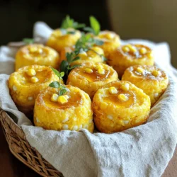 To make these tasty snacks, you need some basic items. Here’s what to gather: - 1 cup cornmeal - 1 cup all-purpose flour - 1 tablespoon baking powder - 1/2 teaspoon salt - 1/4 cup granulated sugar - 1 cup milk - 1/4 cup melted butter - 2 large eggs - 1/4 cup honey - 1/2 cup corn kernels (fresh, frozen, or canned) These ingredients work together to create a soft and sweet cornbread that pops with flavor. You can make these poppers even better with a few extra touches. Consider adding: - 1/4 cup chopped green onions - Extra melted butter, for brushing - Honey, for drizzling Chopped green onions give a fresh taste. Brushing melted butter adds richness, and a drizzle of honey makes it sweet. If you have special dietary needs, you can swap some ingredients. Here are some ideas: - Use gluten-free flour instead of all-purpose flour. - Substitute almond milk for regular milk for a dairy-free option. - Use maple syrup instead of honey for a vegan alternative. These swaps let everyone enjoy the poppers without worry. Start by preheating your oven to 375°F (190°C). Grease a mini muffin tin or use mini muffin liners. In a large bowl, whisk together these dry ingredients: - 1 cup cornmeal - 1 cup all-purpose flour - 1 tablespoon baking powder - 1/2 teaspoon salt - 1/4 cup granulated sugar Mix these well. This blend gives your poppers a great base. In another bowl, combine the wet ingredients: - 1 cup milk - 1/4 cup melted butter - 2 large eggs - 1/4 cup honey Whisk these until the mixture is smooth. This step adds moisture and flavor. Pour the wet mix into the dry mix and stir gently. Fold in: - 1/2 cup corn kernels (fresh, frozen, or canned) - 1/4 cup chopped green onions (optional) Spoon the batter into the muffin tin, filling each cup about 3/4 full. Bake for 12-15 minutes. They’re ready when golden brown. A toothpick should come out clean. Once baked, brush the tops with more melted butter. Let them cool slightly before serving. Drizzle more honey on top for added sweetness. Enjoy your tasty snack! When making honey butter cornbread poppers, avoid overmixing the batter. This can make the poppers tough. Mix just until the ingredients come together. Also, watch the baking time. If the poppers are too brown, they might dry out. Keep an eye on them starting around 12 minutes. Lastly, don’t skip brushing melted butter on top. This adds flavor and helps keep them moist. To get that light, fluffy texture, use fresh baking powder. This helps the poppers rise well. Make sure your wet ingredients are at room temperature before mixing. Cold milk or eggs can lead to a dense texture. Also, folding in corn kernels gently prevents the batter from becoming too heavy. Aim for a slightly lumpy batter for the best texture. Serve these poppers warm for the best taste. Place them in a cute basket lined with a cloth napkin. This keeps them warm and adds charm. Drizzle honey on top for a sweet touch. You can also serve a small dish of honey on the side for extra dipping. Garnish with fresh mint sprigs for color and a fresh look. This simple touch makes your dish look special and appetizing. {{image_2}} You can spice up honey butter cornbread poppers by adding cheese and jalapeños. Choose a sharp cheddar for a bold flavor. Add about 1 cup of shredded cheese to the batter. For heat, chop one or two jalapeños and mix them in. This adds a nice kick to your poppers. If you enjoy sweet treats, consider adding fruit or nuts. Blueberries or chopped peaches mix well with the cornbread. They add natural sweetness and moisture. You can also use nuts like pecans or walnuts for crunch. Just fold in about 1/2 cup of your choice into the batter. For those who need gluten-free options, you can swap the all-purpose flour. Use a gluten-free flour blend instead. Make sure the blend works for baking. Also, check that the baking powder is gluten-free. This way, everyone can enjoy these tasty poppers without worry. To keep your honey butter cornbread poppers fresh, let them cool first. Place them in an airtight container. This helps to keep them moist and tasty. Store them at room temperature if you plan to eat them in a few days. If you want to keep them longer, the fridge is a good choice. They can last up to four days in the fridge. When it's time to enjoy your leftovers, reheating is key. Preheat your oven to 350°F (175°C). Place the poppers on a baking sheet. Heat them for about 5 to 10 minutes. This warms them up and helps them stay soft. You can also microwave them. Just heat them for 15 to 20 seconds at a time. Be careful not to overheat them, or they might get tough. If you want to save your honey butter cornbread poppers for later, freezing is a great option. Wrap each popper in plastic wrap. Then, place them in a freezer bag. This keeps out air and helps prevent freezer burn. You can freeze them for up to three months. When you're ready to eat, thaw them in the fridge overnight. Then, reheat as mentioned above. Enjoy your tasty snack anytime! Honey butter cornbread poppers last about three days when stored in an airtight container. Keep them at room temperature for best taste. If you refrigerate them, they may dry out. Yes, you can make the batter ahead of time. Mix the dry and wet ingredients separately, then combine them just before baking. This keeps the poppers fresh and fluffy. Serve honey butter cornbread poppers with chili, soup, or a fresh salad. They also pair well with barbecue dishes. Drizzling more honey on top adds a sweet touch! Honey butter cornbread poppers are simple to make and very tasty. We explored the key ingredients, ways to enhance flavors, and dietary swaps. I shared step-by-step instructions for mixing, baking, and finishing them perfectly. We discussed common mistakes to avoid and how to serve them well. You learned about flavor variations and storage tips to keep them fresh. Remember, these poppers are great for snacks or meals. With these methods and ideas, you can impress friends and family with your cooking skills. Enjoy your cooking adventure!