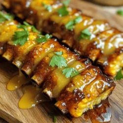 - 4 ears of corn, husked and cleaned - 1/4 cup unsalted butter, melted - 1/4 cup honey - 1 teaspoon garlic powder - 1 teaspoon smoked paprika - 1/2 teaspoon salt - 1/4 teaspoon black pepper - Fresh parsley, chopped For this recipe, you need fresh and simple ingredients. Start with four ears of corn. Make sure to husk and clean them well. Next, you need melted unsalted butter and honey. These will create a sweet and rich glaze. To add flavor, grab some garlic powder and smoked paprika. The garlic powder gives a nice kick, while the smoked paprika adds depth. You will also need salt and black pepper to enhance all the flavors. Finally, fresh parsley makes a lovely garnish. It adds color and freshness to the dish. With these ingredients, you will create a tasty treat that everyone will love! Start by preheating your air fryer to 380°F (193°C). This step takes about 5 minutes. Preheating helps cook the corn ribs evenly. Next, take your husked corn and cut each ear in half lengthwise. Then, cut each half into thirds. You will get 24 pieces, which we call corn ribs. Make sure to cut carefully to avoid any accidents. In a mixing bowl, combine 1/4 cup of melted butter, 1/4 cup of honey, 1 teaspoon of garlic powder, 1 teaspoon of smoked paprika, 1/2 teaspoon of salt, and 1/4 teaspoon of black pepper. Stir the mixture well until everything is blended nicely. This honey butter will add a sweet and savory flavor to the corn ribs. Now it’s time to coat the corn ribs. Take each rib and dip it into the honey butter mixture. Make sure they get well coated. Set aside some of the mixture for later basting. This step ensures every bite is packed with flavor. Arrange the corn ribs in a single layer in your air fryer basket. Leave some space between each rib. This space allows hot air to circulate and cook them evenly. Air fry the corn ribs at 380°F (193°C) for 10 to 12 minutes. Flip them halfway through and baste with the reserved honey butter mixture. The ribs should turn golden brown and slightly crisp. Once cooked, carefully remove the corn ribs from the air fryer. Let them cool for about a minute. For a nice finish, garnish with freshly chopped parsley. You can also drizzle any remaining honey butter over the top. Serve the corn ribs on a wooden board or a nice platter. Enjoy the sweet and savory flavors! To make sure your corn ribs cook evenly, space them well in the air fryer. This means not stacking them on top of each other. Each rib needs airflow to crisp up nicely. If you crowd the basket, some ribs will be soft while others will be crunchy. I recommend cooking in batches if you have a lot of corn ribs. You can add fun flavors to your corn ribs. Try adding chili powder for some heat or onion powder for extra taste. If you love herbs, mix in some dried oregano or thyme. You can even switch out the honey for maple syrup for a different sweetness. Be creative and find what you love! If you don’t have an air fryer, no problem! You can cook corn ribs in the oven. Preheat your oven to 400°F (200°C) and bake them on a baking sheet for about 20 minutes. Grill them on medium heat for a smoky flavor. Just watch them closely so they don’t burn. Each method gives a tasty result! {{image_2}} You can make your corn ribs sweet and spicy. Just add chili powder or cayenne pepper to the honey butter mix. Start with a small amount, like 1/4 teaspoon, and taste it. If you want more heat, add a bit more. This twist gives a nice kick to the sweet flavor. If you want a dairy-free version, that's easy too! Simply swap the unsalted butter for olive oil or vegan butter. Both options keep the ribs moist and tasty. The olive oil adds a light flavor, while vegan butter gives a creamy touch. Feel free to experiment with different glazes. Maple syrup can add a lovely sweetness. Alternatively, you can use sriracha for a spicy kick. Mix it into the honey butter or drizzle it on top after cooking. Each choice brings a unique flavor to your corn ribs. To keep your corn ribs fresh, store them in an airtight container. Place them in the fridge within two hours of cooking. They will stay good for about three days. Make sure the container is sealed tight to avoid drying out. You can also wrap them in plastic wrap before placing them in the container for extra protection. When you're ready to enjoy your leftovers, reheating is easy. Preheat your air fryer to 350°F (175°C). Place the corn ribs in the basket without overlapping. Heat them for about 5 to 7 minutes. This method helps keep the corn ribs crispy. If you want, brush them with a bit of the reserved honey butter before reheating for added flavor. If you want to save corn ribs for later, freezing is a good option. First, let them cool completely. Then, arrange them in a single layer on a baking sheet. Freeze them for a couple of hours until solid. After that, transfer the frozen ribs to a freezer bag. Be sure to remove as much air as possible. When you’re ready to eat, thaw them in the fridge overnight before reheating. Corn ribs are a fun way to enjoy corn on the cob. They are made by cutting corn into rib-like pieces. First, you cut each ear of corn in half lengthwise, then slice each half into thirds. This gives you pieces that look like ribs, which you can then season and cook. They are sweet and buttery, making them a great side dish or snack. To check if your corn ribs are done, look for a golden brown color. They should also feel slightly crisp to the touch. You can test one by piercing it with a fork. If it goes in easily, they are ready. Remember to flip them halfway through cooking for even browning. Yes, you can make corn ribs ahead of time. After cooking, let them cool completely. Store them in an airtight container in the fridge for up to three days. When you're ready to eat, reheat them in the air fryer for about 5 minutes at 350°F. This will help them regain their crispness. Corn ribs are a fun and tasty treat. You learned how to make them with easy steps and simple ingredients. We talked about spices, cooking methods, and ways to store your leftovers. You can even try different flavors to mix it up. Now, you have all you need to enjoy these delicious corn ribs whenever you want. Enjoy experimenting and sharing with friends!
