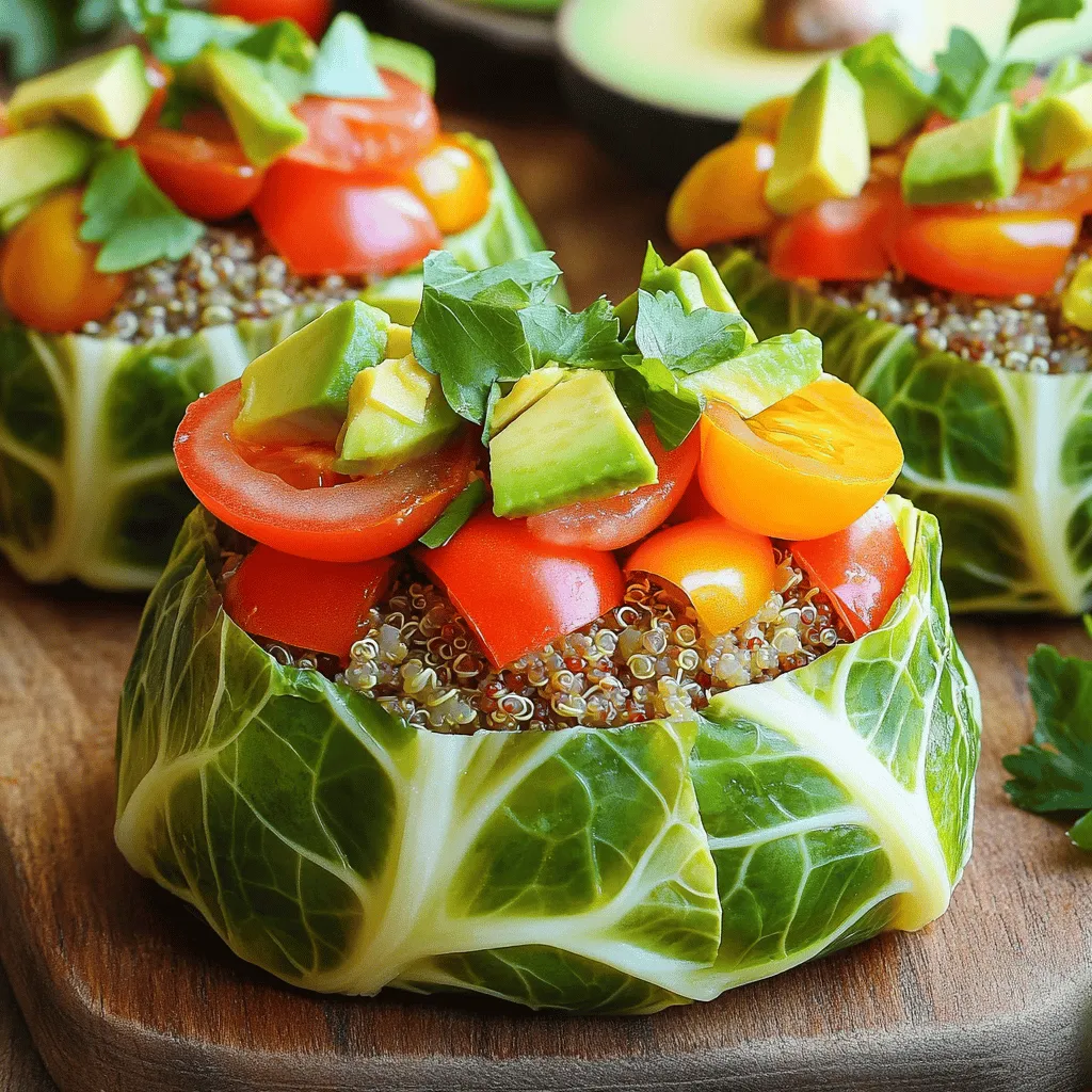 To make these delicious cabbage burgers, you will need: - 1 large green cabbage, leaves separated - 1 pound ground turkey or chicken - 1 cup cooked quinoa - 1 small onion, finely chopped - 2 cloves garlic, minced - 1 teaspoon paprika - 1 teaspoon cumin - 1 teaspoon salt - ½ teaspoon black pepper - 1 tablespoon olive oil These ingredients create a tasty filling. The cabbage provides a sturdy wrap. The ground turkey or chicken adds protein. Quinoa gives a nice texture and flavor. Onion and garlic offer great taste. Spices like paprika and cumin enhance the dish. You can make your cabbage burgers even better with these optional items: - ½ cup shredded cheese - ½ cup diced tomatoes - Lettuce, pickles, and sliced avocado for toppings Adding cheese makes the burgers creamy. Diced tomatoes give freshness. Toppings like lettuce and pickles add crunch. Sliced avocado brings richness to each bite. Feel free to mix and match these options. These burgers are not just tasty; they are good for you, too. Each serving has: - Calories: Approximately 300 - Protein: About 25 grams - Carbohydrates: Roughly 20 grams - Fiber: Around 5 grams - Fat: About 12 grams This meal is low in calories but high in protein. It provides a good amount of fiber, which helps digestion. Overall, these burgers are a smart choice for a healthy meal. To start, you need to prepare the cabbage leaves. First, grab a large green cabbage. Remove the leaves carefully. Bring a large pot of salted water to a boil. Once boiling, add the cabbage leaves. Blanch them for about 3 to 4 minutes. This step makes the leaves tender but still strong enough to hold the filling. After blanching, remove them from the pot. Place them on a paper towel to cool and dry. Next, we will make the burger filling. In a large mixing bowl, add one pound of ground turkey or chicken. Then, pour in one cup of cooked quinoa. Add one small onion, finely chopped, and two cloves of minced garlic. Sprinkle in one teaspoon of paprika, one teaspoon of cumin, one teaspoon of salt, and half a teaspoon of black pepper. Mix all these ingredients well until they are combined evenly. This filling is packed with flavor and great nutrition. Now comes the fun part: assembling the burgers. Take a blanched cabbage leaf. Spoon about a quarter cup of the meat mixture into the center of the leaf. Fold the sides over the filling and roll it tightly to make a burger. Repeat for all the cabbage leaves. Once all the burgers are rolled, place them seam side down on a baking sheet lined with parchment paper. Brush the tops with one tablespoon of olive oil. If you like, add half a cup of shredded cheese on top. Preheat your oven to 375°F (190°C) and bake the burgers for 30 to 35 minutes. They will be fully cooked and lightly crispy. Let them cool slightly before serving. Top with diced tomatoes, lettuce, pickles, and sliced avocado for the perfect finish. To make the best cabbage burgers, follow these tips: - Choose fresh cabbage: Select a firm, green cabbage for the best flavor. - Don’t skip blanching: Blanching softens the leaves and helps them roll easily. - Mix well: Combine the meat and veggies thoroughly for even flavor. - Avoid overstuffing: Use about a quarter cup of filling for each leaf. - Brush with oil: This adds flavor and helps the burgers crisp up nicely. Serving cabbage burgers can be fun and creative: - Wooden board: Place burgers on a wooden board for a rustic look. - Toppings on the side: Offer diced tomatoes, lettuce, pickles, and avocado separately. - Drizzle sauces: Add sauces or dressings on top for extra flavor. - Colorful plates: Use colorful plates to make the meal visually appealing. The right sauce can elevate your cabbage burgers: - Greek yogurt sauce: Mix yogurt with lemon juice and herbs for a refreshing taste. - Sriracha mayo: Combine mayonnaise with Sriracha for a spicy kick. - Avocado dressing: Blend avocado with lime juice for a creamy topping. - Sweet chili sauce: This adds a sweet and tangy flavor that pairs well. {{image_2}} You can easily make these burgers vegetarian. Instead of meat, use 1 cup of cooked lentils or black beans. They provide protein and a nice texture. Mix the beans with quinoa, onion, and garlic, just like in the original recipe. This swap keeps the burger filling and tasty. If you love heat, add some spice! Mix in 1 to 2 teaspoons of chili powder or diced jalapeños into the meat mixture. You can also use hot sauce on top after baking. This adds a kick that will make your taste buds dance. Herbs and spices can take your cabbage burgers to the next level. Try adding fresh parsley, cilantro, or basil to the filling. You can also use dried herbs like oregano and thyme. These additions boost flavor without adding calories. Experiment and find your favorite mix! Store leftover cabbage burgers in an airtight container. Keep them in the fridge for up to three days. If you have extra toppings, store them separately. This keeps the burgers fresh and prevents sogginess. To reheat your cabbage burgers, use the oven. Preheat the oven to 350°F (175°C). Place the burgers on a baking sheet. Heat them for about 10-15 minutes. This keeps them crispy and tasty. You can also use a microwave if you're short on time. Just heat for 1-2 minutes, but know they might get soft. You can freeze cabbage burgers for later! First, let them cool completely. Wrap each burger tightly in plastic wrap. Then, place them in a freezer bag. They will stay good for up to three months. To cook, thaw them overnight in the fridge. Bake at 375°F (190°C) until they are warm. Enjoy your meal prep success! To make your cabbage burgers gluten-free, use gluten-free grains like rice or quinoa. Avoid wheat-based products. Check all spice labels to confirm they are gluten-free. This ensures everyone can enjoy your dish safely. Flavor remains rich and tasty without gluten. Yes, you can use other meats! Ground beef, pork, or lamb work well. You may also try plant-based meats for a vegetarian option. Each meat will bring its own flavor and texture. Adjust cooking time based on the meat chosen. Cabbage burgers taste great with many sides. Here are some ideas: - Sweet potato fries - Fresh garden salad - Grilled vegetables - Coleslaw - Quinoa salad These sides add color and nutrition to your meal. Each option complements the burgers nicely, enhancing your dining experience. Oven-baked cabbage burgers offer a tasty way to enjoy veggies. We explored the main and optional ingredients, a step-by-step guide, and helpful tips for success. You learned about variations and how to store leftovers. Remember, customizing flavors makes your burgers unique. Try different herbs or spice levels to find what you love. Embrace this healthy dish and make it your own. Enjoy your cooking journey!