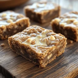 To make these delicious maple brown sugar blondies, you need: - 1 cup unsalted butter, melted - 1 cup brown sugar, packed - 1/2 cup granulated sugar - 1/4 cup pure maple syrup - 2 large eggs - 1 tablespoon vanilla extract - 2 cups all-purpose flour - 1 teaspoon baking powder - 1/2 teaspoon baking soda - 1/2 teaspoon salt - 1 cup chopped walnuts or pecans (optional) - 1/2 cup white chocolate chips (optional) You can swap ingredients if needed. Use coconut oil instead of butter for a dairy-free option. Use light brown sugar instead of dark for a milder taste. If you don’t have maple syrup, honey works too. You can replace all-purpose flour with gluten-free flour. This helps to make these blondies fit your needs. Feel free to customize your blondies! You can add chopped nuts for crunch. Walnuts or pecans work nicely. White chocolate chips add sweetness. For a fun twist, mix in some chocolate chips or dried fruit. You can even add spices like cinnamon for extra warmth. Each add-in gives a unique flavor to your blondies. First, preheat your oven to 350°F (175°C). This step is crucial for even baking. Next, take a 9x13 inch baking pan and line it with parchment paper. Leave some paper hanging over the sides. This helps to lift the blondies out later. In a large bowl, add 1 cup of melted unsalted butter. Then, mix in 1 cup of packed brown sugar and 1/2 cup of granulated sugar. Whisk them together until the mixture is smooth. Now, pour in 1/4 cup of pure maple syrup. Add 2 large eggs and 1 tablespoon of vanilla extract. Whisk again until creamy. In a separate bowl, whisk together 2 cups of all-purpose flour, 1 teaspoon of baking powder, 1/2 teaspoon of baking soda, and 1/2 teaspoon of salt. This mix gives your blondies structure and helps them rise. If you want extra flavor, fold in 1 cup of chopped walnuts or pecans and 1/2 cup of white chocolate chips. Gently mix them into the batter. Don’t stir too much. You want to keep it light and fluffy. Pour the batter into your prepared pan. Spread it evenly for a nice bake. Place it in the oven and bake for 25-30 minutes. The edges should be golden. A toothpick inserted into the center should come out with a few moist crumbs. Let the blondies cool for about 10 minutes in the pan. Then, use the parchment to lift them out. Cool them completely on a wire rack before cutting into squares. To get that soft, chewy texture, don't over mix the batter. Mix just until the dry and wet ingredients blend. This keeps the blondies tender. Also, make sure your butter is melted but not too hot. Hot butter can cook the eggs, which makes the texture off. For a richer flavor, use dark brown sugar instead of light brown sugar. The deeper notes will add a nice touch. You can also try adding a pinch of cinnamon or nutmeg. These spices pair well with maple and add warmth. One big mistake is not measuring the flour correctly. Too much flour makes blondies dry. Use a spoon to fluff the flour before scooping it into your measuring cup. Another mistake is skipping the parchment paper. This paper helps you lift the blondies out easily. Without it, you might end up with a messy pan. {{image_2}} You can make nut-free blondies easily. Just leave out the chopped walnuts or pecans. You will still have a soft and chewy treat. The texture remains delightful without nuts. This option is great for those with nut allergies. You can enjoy the rich flavor of maple and brown sugar. Switching sweeteners can change your blondies. Instead of brown sugar, try coconut sugar. It gives a slight caramel taste. You can also use honey or agave syrup instead of maple syrup. Each sweetener brings a unique flavor. Experiment to find your favorite blend. This adds a personal touch to your dessert. You can play with flavors in your blondies. Add chocolate chips for a sweet twist. Dark or milk chocolate both work well. You can also add spices like cinnamon or nutmeg for warmth. These spices pair nicely with maple flavor. For a fun twist, try adding espresso powder for a coffee kick. Each variation creates a new experience. Enjoy discovering new flavor profiles! To keep your blondies fresh, store them in an airtight container. Use parchment paper to separate the layers if you stack them. Blondies stay tasty for up to a week at room temperature. If you want them to last longer, refrigerate them. This helps keep the flavors strong and moist. You can freeze blondies for later enjoyment. First, let them cool completely. Then, wrap each blondie tightly in plastic wrap. Place wrapped blondies in a freezer-safe bag or container. They can stay frozen for up to three months. When you are ready to eat, just thaw them in the fridge overnight. To enjoy warm blondies, preheat your oven to 350°F (175°C). Place the blondies on a baking sheet. Heat them for about 10 minutes. You can also use the microwave. Heat individual pieces for about 15-20 seconds. This will make them soft and gooey, just like fresh out of the oven! Blondies are sweet bars made with brown sugar. They are like brownies but without cocoa. They have a rich, chewy texture and a golden color. Blondies can be made plain or with add-ins like nuts and chocolate chips. They are a great treat for any time of day. Yes, you can make these blondies vegan. Replace the eggs with flax eggs or applesauce. Use vegan butter instead of regular butter. Choose maple syrup that is vegan-friendly. This way, you can enjoy a delicious treat without animal products. You can check if blondies are done by looking at the edges. They should be golden brown. Insert a toothpick in the center. If it comes out with a few moist crumbs, they are ready. If it is wet, bake for a few more minutes. Maple brown sugar blondies pair well with vanilla ice cream. A drizzle of caramel sauce makes them even better. You can serve them with a cup of coffee or tea. Adding fresh berries can give a nice touch too. Blondies can last up to a week when stored properly. Keep them in an airtight container at room temperature. You can also freeze them for up to three months. Just make sure to wrap them well to avoid freezer burn. This blog post covered how to make delicious blondies. We discussed the key ingredients, step-by-step instructions, and tips for perfecting texture and flavor. I shared how to customize your blondies with different add-ins and variations. We also went over storage tips to keep them fresh. Remember, you can adjust the recipe to suit your taste. Whether you want them nut-free or vegan, there’s a blondie for you. Enjoy baking, and savor your treats!