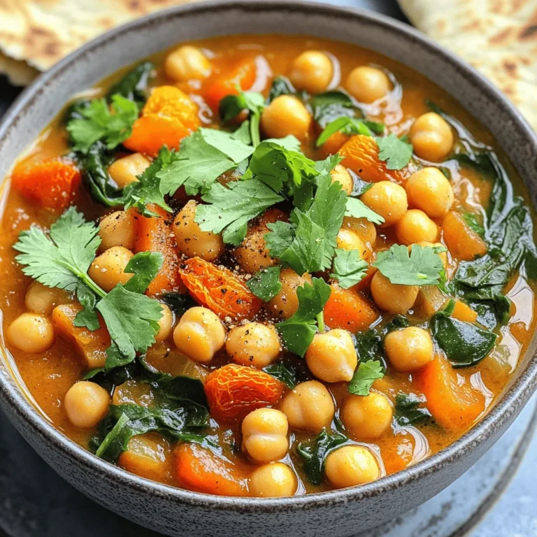 - 2 cans (15 oz each) chickpeas, drained and rinsed - 1 large onion, chopped - 2 garlic cloves, minced - 2 medium carrots, diced - 1 red bell pepper, chopped - 1 zucchini, diced - 1 can (14 oz) diced tomatoes - 2 cups vegetable broth - 1 teaspoon ground cumin - 1 teaspoon ground coriander - 1 teaspoon ground cinnamon - 1/2 teaspoon cayenne pepper (adjust for heat preference) - Salt and pepper to taste - 1/2 cup raisins or dried apricots, chopped - 2 cups fresh spinach (added at the end) - 2 tablespoons olive oil - Fresh cilantro or parsley, for garnish When I make this stew, I start with two cans of chickpeas. They give great protein and texture. I rinse them well to remove any extra salt. Next, I chop a large onion and mince two garlic cloves. They add a nice base flavor. For the veggies, I use two medium carrots, one red bell pepper, and one zucchini. Their colors make the dish bright and inviting. I include a can of diced tomatoes, which adds sweetness and acidity. The vegetable broth brings everything together. Spices are key in Moroccan cooking. I use ground cumin, ground coriander, and ground cinnamon. These spices create a rich flavor. I also add cayenne pepper for some heat. Don't forget salt and pepper to taste! For sweetness, I add 1/2 cup of raisins or chopped dried apricots. They balance the spices nicely. I finish with two cups of fresh spinach, which I stir in at the end. I drizzle two tablespoons of olive oil to add richness and depth. Finally, I garnish the stew with fresh cilantro or parsley. It makes a beautiful dish that is full of flavor and color. Start by washing the chickpeas. Drain and rinse two cans of chickpeas under cold water. This helps remove excess salt and makes them taste better. Next, chop your vegetables. Take one large onion and dice it finely. Mince two garlic cloves. Dice two medium carrots, one red bell pepper, and one zucchini. Keep your cuts even for nice cooking. Now, layer your ingredients in the slow cooker. First, add the chickpeas, onion, garlic, carrots, bell pepper, and zucchini. Pour in one can of diced tomatoes with juice and two cups of vegetable broth. This will create a rich base for the stew. Sprinkle in one teaspoon of ground cumin, one teaspoon of ground coriander, and one teaspoon of ground cinnamon. Add half a teaspoon of cayenne pepper for some heat. Season with salt and pepper to taste. Mix everything well to combine. Drizzle two tablespoons of olive oil on top and stir again. The oil helps to blend the spices and adds flavor. Cover the slow cooker with its lid. Set it to low for six to eight hours. If you're in a hurry, you can set it to high for three to four hours. During cooking, the veggies will soften, and the flavors will meld together. It's a slow process that makes the stew delicious. About 30 minutes before serving, add half a cup of raisins or chopped dried apricots for sweetness. Toss in two cups of fresh spinach and stir to combine. Let the spinach wilt into the stew. Taste the stew before serving. Adjust the seasoning if needed. Enjoy the warm, hearty dish! To make your stew just right, adjust the spices to fit your taste. If you want more heat, add extra cayenne pepper. For a milder flavor, cut back on it. Always taste as you cook. This helps you find the perfect balance. You can add salt and pepper later too. Remember, flavors grow as the stew cooks. Even cooking is key for the best stew. Stir the ingredients well before cooking. This helps mix the spices and flavors. Avoid overcrowding your slow cooker. This can lead to uneven cooking. When storing leftover ingredients, cool them first. Use airtight containers to keep them fresh. Enjoying this stew later is always a treat! {{image_2}} You can switch up the veggies in this stew. Try adding sweet potatoes or butternut squash for a sweeter taste. Broccoli or green beans can add a nice crunch. If you want to use different beans, kidney beans or black beans work great. They add a different texture and flavor. Just make sure to adjust cooking times if you use dried beans. This stew is already vegan and gluten-free. You don't need to change much to fit these diets. Just check your vegetable broth to ensure it's gluten-free. If you want more protein, add tofu or tempeh. These options soak up the stew's flavors well. You could also toss in some cooked quinoa or lentils for a hearty touch. To store leftovers, let the stew cool first. This avoids steam buildup in the container. I recommend using airtight containers. They keep the stew fresh and prevent spills. Glass containers work well, too. They don't stain or hold odors. To freeze the stew, let it cool completely. Pour it into freezer-safe bags or containers. Leave some space for expansion. Label the bags with the date. For thawing, place the stew in the fridge overnight. You can also use the microwave for a quick thaw. When reheating, heat it on the stove or in the microwave. Stir well to ensure even heating. You can store this stew in the fridge for about 4 to 5 days. Make sure to place it in an airtight container. The flavors will deepen as it sits, which is a nice bonus! Yes, you can prepare this stew a day or two ahead. Just cook it, cool it, and store it in the fridge. When ready to eat, gently reheat it on the stove or in the microwave. This stew pairs well with warm pita bread or fluffy couscous. You can also serve a light salad or some yogurt on the side for a refreshing contrast. Absolutely! If you like spice, add more cayenne pepper or even some chopped jalapeños. Start with a little, then taste as you go to find your perfect heat level. Yes, you can use dried chickpeas. Just soak them overnight and cook them before adding to the stew. This may change the cooking time, so plan for a longer meal prep! This blog post covers how to make a delicious Slow Cooker Moroccan Chickpea Stew. We explored the key ingredients, simple steps for preparation, and cooking in a slow cooker. I shared tips to enhance flavor and ways to adjust ingredients. We also discussed proper storage of leftovers and answered common questions. Now, you can enjoy making this hearty stew and share it with others. Happy cooking!