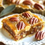 - 1 ½ cups all-purpose flour - ½ cup granulated sugar - ½ cup unsalted butter, melted - 1 teaspoon vanilla extract - ¼ teaspoon salt - 1 cup chopped pecans - 1 cup brown sugar, packed - ½ cup corn syrup - 2 large eggs - 2 teaspoons vanilla extract - ½ teaspoon sea salt - ½ cup homemade or store-bought caramel sauce To make salted caramel pecan pie bars, you need simple yet tasty ingredients. First, you will use flour as the base for the crust. Granulated sugar adds sweetness, while melted butter gives it a rich flavor. Vanilla extract brings warmth to the mix, and salt enhances all the tastes. Pecans are the star of the filling. They add crunch and flavor. Brown sugar and corn syrup create that gooey, sweet filling we love in pecan pie. Eggs help bind everything together. Finally, a sprinkle of sea salt and caramel sauce gives these bars their signature salted caramel taste. You can swap some items if needed. For example, you can choose a gluten-free flour for a different diet. Also, if you want a twist, try using other nuts instead of pecans. All these choices can make your bars unique! 1. Preheat your oven to 350°F (175°C). Grease a 9x9-inch baking dish or line it with parchment paper. This helps with easy removal later. 2. In a mixing bowl, combine 1 ½ cups of all-purpose flour, ½ cup of granulated sugar, and ½ cup of melted unsalted butter. Add 1 teaspoon of vanilla extract and ¼ teaspoon of salt. 3. Stir until the mixture looks crumbly. 4. Press the dough evenly into the bottom of the prepared baking dish to form a crust. Bake this for 15 minutes until it turns lightly golden. 1. While the crust bakes, prepare the pecan filling. In a large bowl, whisk together 1 cup of packed brown sugar, ½ cup of corn syrup, and 2 large eggs. 2. Add 2 teaspoons of vanilla extract and ½ teaspoon of sea salt. Mix until smooth and well combined. 3. Fold in 1 cup of chopped pecans for even distribution. This adds crunch and flavor. 1. Once the crust is ready, remove it from the oven. Pour the pecan filling over the warm crust. Spread it evenly. 2. Return the baking dish to the oven. Bake for an additional 25-30 minutes, or until the filling is set and slightly puffed. 3. Remove from the oven and let it cool completely in the dish. Once cooled, drizzle ½ cup of caramel sauce over the top. Sprinkle a little extra sea salt to enhance the flavor. 4. Cut into bars and serve. Enjoy the sweet and salty delight! - Achieving the right crust texture: To get a great crust, mix flour, sugar, melted butter, and salt. Your dough should look crumbly but hold together. Press it firmly into the pan. Bake until it's light golden. This gives a nice base for your filling. - Ensuring the filling is set properly: For the filling, mix brown sugar, corn syrup, eggs, and vanilla well. It should be smooth. Bake until it’s slightly puffed and set. This means it will hold its shape when cut. - Preventing over-baking: Keep an eye on your bars as they bake. Over-baking can dry them out. Look for a slight jiggle in the center. This shows they’re done but still moist. - How to plate and present the bars: For a beautiful presentation, cut your bars into squares. Place them on a decorative platter. Drizzle with extra caramel and add whole pecans on top for flair. - Pairing with ice cream or whipped cream: These bars taste amazing with vanilla ice cream or a dollop of whipped cream. The cold creaminess balances the warm caramel and nuts. - Ideal occasions for serving: Serve these bars at parties, holidays, or family gatherings. They are a hit at bake sales too. Everyone loves a sweet treat! {{image_2}} - Alternatives to pecans: You can use walnuts or almonds if you want a different nut. They add a nice crunch and flavor, too. - Gluten-free options for flour: For a gluten-free version, try almond flour or a gluten-free blend. Both work well in this recipe. - Sweetener swaps for lower sugar: You can replace granulated sugar with coconut sugar or use a sugar substitute like stevia. This keeps the sweetness without the extra calories. - Adding chocolate or butterscotch chips: Toss in some chocolate or butterscotch chips for a rich twist. They melt nicely and add great flavor. - Infusing flavors with spices like cinnamon: A sprinkle of cinnamon can warm up the flavors. Just a bit can make a big difference. - Incorporating fruit like cranberries: Dried cranberries add a tart bite. They balance out the sweetness and add a pop of color. These variations help you customize your salted caramel pecan pie bars. Feel free to mix and match! To keep your salted caramel pecan pie bars fresh, store them in an airtight container. This helps lock in moisture and flavor. If you want, you can layer parchment paper between the bars. This prevents them from sticking together. For longer preservation, you can freeze the bars. First, cut them into pieces. Wrap each piece in plastic wrap, then place them in a freezer bag. They will stay fresh for up to three months in the freezer. If you want to enjoy them warm again, reheat the bars in the oven. Set the oven to 350°F (175°C) and warm them for about 10 minutes. You can also microwave them for about 15-20 seconds. When stored properly at room temperature, the bars stay fresh for about five days. If you keep them in the fridge, they can last up to two weeks. To know if the bars have gone bad, check for a change in smell or color. If they feel dry or hard, it’s best to toss them. Trust your senses; if they seem off, they probably are. You can replace corn syrup with maple syrup or honey. Both of these add sweetness and flavor. You may need to adjust the amount slightly, as they can be more or less sweet. Yes, you can make these bars a day or two ahead. Just store them in an airtight container. This way, they stay fresh and tasty until you’re ready to enjoy them. The filling is done when it looks set and slightly puffed. It should not jiggle in the center. You can also insert a toothpick to check; it should come out clean. No, using store-bought caramel sauce is fine. However, homemade sauce can add a richer flavor. If you have time, I recommend making your own for that special touch. These bars go well with coffee, tea, or sweet dessert wines. A glass of milk also complements the rich flavors nicely. Choose what you enjoy most! In this blog post, we explored how to make delicious salted caramel pecan pie bars. We covered every step, from prepping the crust to baking the filling. I shared tips for the perfect texture and ways to serve these treats. You can even experiment with different ingredients for added flavor. Remember, proper storage keeps your bars fresh longer. With these tips, you can impress at any gathering. Use your creativity, and enjoy making these tasty bars for yourself and loved ones.