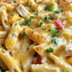 - 2 cups penne pasta - 2 chicken breasts, diced - 1 tablespoon Cajun seasoning You will need penne pasta for a firm bite. Chicken breasts add protein and flavor. Cajun seasoning gives the dish its spicy kick. - 1 red bell pepper, diced - 1 green bell pepper, diced - 1 small onion, chopped Red and green bell peppers add color and crunch. Onions bring sweetness to balance the spice. These veggies help create a hearty texture. - 1 cup heavy cream - 1 cup grated Parmesan cheese - 1 cup shredded mozzarella cheese - Salt and pepper to taste Heavy cream makes the dish rich and smooth. Parmesan and mozzarella add creaminess and depth. Salt and pepper enhance all the flavors. - Preheat your oven to 375°F (190°C). - Cook 2 cups of penne pasta according to the package. Drain and set it aside. - In a large skillet, heat 1 tablespoon of olive oil over medium heat. - Add 2 diced chicken breasts to the skillet. Sprinkle 1 tablespoon of Cajun seasoning over the chicken. - Cook until the chicken is golden brown, about 5-7 minutes. - Remove the chicken from the skillet and set it aside. - In the same skillet, add 1 chopped onion, 1 diced red bell pepper, and 1 diced green bell pepper. - Sauté until the vegetables are tender, for about 5 minutes. - Stir in 3 minced garlic cloves and cook for an additional minute. - Return the cooked chicken to the skillet. Pour in 1 cup of heavy cream. - Stir to mix everything well. Let it simmer for about 3-4 minutes until it slightly thickens. - Add the cooked pasta and half of the 1 cup of grated Parmesan cheese. Season with salt and pepper to taste. Mix well. - Transfer the creamy pasta mixture to a greased 9x13 inch baking dish. - Sprinkle the remaining Parmesan cheese and 1 cup of shredded mozzarella cheese evenly over the top. - Bake in the preheated oven for 20-25 minutes until the cheese is bubbly and golden brown. - Remove from the oven and let it cool for a few minutes. Garnish with fresh parsley before serving. To achieve the perfect al dente pasta, cook it for one or two minutes less than the package says. This way, the pasta stays firm and holds its shape in the bake. Stir the pasta while cooking to prevent sticking. Choosing the right Cajun seasoning is key. Look for a blend that has a good mix of spices. You want a balance of heat and flavor. If you want a spicier dish, choose a seasoning with more cayenne pepper. Garnishing with fresh parsley adds a nice pop of color. Chop the parsley finely and sprinkle it over the top. This adds freshness and makes the dish look great. For serving suggestions, pair this dish with a simple green salad. A crisp salad with a light vinaigrette complements the creamy pasta well. You can also serve it with garlic bread for a hearty meal. One common mistake is overcooking the chicken. Cook it just until it’s golden and no longer pink. This helps keep it juicy and tender in the bake. Another mistake is skipping the resting time after baking. Let the dish sit for about five minutes before serving. This helps the sauce thicken and makes it easier to serve. {{image_2}} You can change the protein in this dish. Try using shrimp or sausage instead of chicken. Both options will add great flavor. If you want a gluten-free meal, use gluten-free pasta. Many brands make tasty options that work well. To make your pasta bake more exciting, add extra spices. Consider using paprika or cayenne for more heat. You can also mix in vegetables like spinach or zucchini. These add color and nutrition while keeping the dish light. If you want to make this dish lighter, use low-fat cream instead of heavy cream. This swap keeps the creamy texture while cutting calories. For a vegetarian version, replace the chicken with cooked lentils or chickpeas. You’ll still get a great taste and a filling dish. To store your Creamy Cajun Chicken Pasta Bake, let it cool first. Place it in an airtight container. It stays fresh in the fridge for up to three days. If you want it to last longer, freezing is a good option. For reheating in the oven, preheat it to 350°F (175°C). Place the pasta bake in a baking dish. Cover it with foil to keep it moist. Heat for about 20 minutes or until warm. If using the microwave, scoop a portion into a microwave-safe bowl. Heat for one minute, then stir. Continue heating in 30-second intervals until hot. To freeze the pasta bake, let it cool completely. Wrap it tightly in plastic wrap and then foil. This prevents freezer burn. It can stay frozen for up to three months. When you’re ready to eat, thaw it in the fridge overnight. Then, reheat it in the oven or microwave as noted above. Enjoy your meal later! Yes, you can make this dish early. Start by cooking the pasta and chicken as usual. Once you mix them with the sauce and veggies, let it cool. Then, store it in the fridge for up to two days. Before baking, add cheese on top. Bake it fresh for a cozy family meal! If you want a lighter dish, use half-and-half or Greek yogurt. For a dairy-free option, try coconut milk or almond milk. These options still keep the creaminess while changing the flavor a bit. Adjust the spices to match your choice. To kick up the heat, add more Cajun seasoning. You can also toss in red pepper flakes or sliced jalapeños. If you love heat, add fresh chopped chili peppers too. Taste as you go, and find the right balance for your family. Yes, you can switch up the pasta! While penne works great, feel free to use rotini, fusilli, or even macaroni. Just make sure to cook it al dente. Each shape holds the sauce differently, so pick what you like best! This blog post shared how to make a delicious Creamy Cajun Chicken Pasta Bake. You learned about the main ingredients like penne pasta, chicken, and Cajun seasoning. I provided step-by-step instructions and cooking tips to help you succeed. You can also explore variations to suit your taste. Store extras safely and reheat them easily. Enjoy cooking, and let your creativity shine in the kitchen!