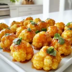 - Cauliflower - All-purpose flour - Seasonings (garlic powder, onion powder, paprika, salt, black pepper) - Liquid (water or plant-based milk) - Sweet chili sauce - Soy sauce - Sesame oil To create Sweet Chili Cauliflower Bites, you need a few key ingredients. First, take one medium head of cauliflower. Cut it into bite-sized florets. This will ensure each piece cooks evenly. Next, gather your dry ingredients. You will need one cup of all-purpose flour. It acts as the base for your batter. Then, add one teaspoon of garlic powder and one teaspoon of onion powder for flavor. A half teaspoon of paprika gives a nice color. Lastly, add a half teaspoon of salt and a quarter teaspoon of black pepper to season. For the wet part of the batter, choose between one cup of water or plant-based milk. The milk adds extra flavor. Now, we get to the sweet part! You will need half a cup of sweet chili sauce. This will make your bites sticky and delicious. Add one tablespoon of soy sauce for umami depth. Lastly, include one tablespoon of sesame oil for a nutty touch. These ingredients will create a burst of flavor. They work together to give you crunchy, sweet, and spicy bites that everyone will love. 1. Preheat the air fryer to 400°F (200°C). Let it heat for about 5 minutes. 2. Cut the medium head of cauliflower into small, bite-sized florets. 1. In a large bowl, mix the all-purpose flour, garlic powder, onion powder, paprika, salt, and black pepper. 2. Whisk in 1 cup of water or plant-based milk until the mix is smooth. 1. Dip each cauliflower floret into the batter. Make sure it is well-coated. 2. Place the coated florets in the air fryer basket. Arrange them in a single layer. 3. Lightly spray the florets with cooking oil to help them crisp up. 4. Air fry the cauliflower for 12-15 minutes. Shake the basket halfway through for even cooking. Look for a golden and crispy finish. 1. While the cauliflower cooks, mix the sweet chili sauce with 1 tablespoon of soy sauce and 1 tablespoon of sesame oil in a bowl. 2. Once the cauliflower is done, transfer it to the bowl with the glaze. Toss to coat all the pieces evenly. 3. Return the glazed cauliflower to the air fryer for an extra 2-3 minutes to set the sauce. To get a great coating, start with the batter. Mix flour, garlic powder, onion powder, paprika, salt, and black pepper in a bowl. Gradually add water or plant-based milk. Whisk until the batter is smooth. If it’s too thick, add a little more liquid. This helps the batter coat the cauliflower evenly. When you dip the florets, make sure they are fully covered. Shake off any excess batter. This step helps avoid soggy bites during cooking. Using cooking spray is key to getting that crispy texture. Lightly spray the battered cauliflower before air frying. This helps it crisp up nicely. Adjust the air fry time based on how crispy you want your bites. For softer bites, cook for about 12 minutes. If you want them extra crispy, go for 15 minutes. Always shake the basket halfway through to ensure even cooking. These sweet chili cauliflower bites pair well with dips. Try them with a creamy ranch or tangy soy sauce. You can also serve them as a side dish with rice or a fresh salad. For presentation, arrange the cauliflower on a nice platter. Drizzle some extra sweet chili sauce over the top. You can sprinkle sesame seeds or chopped green onions for a pop of color. These small touches make your dish look gourmet! {{image_2}} You can make your Sweet Chili Cauliflower Bites even healthier. Consider using gluten-free flour. Almond flour or chickpea flour works well. You can also find low-sugar sweet chili sauce. This option reduces sugar without losing flavor. Want some heat? Add chili flakes to the batter. You can also mix in hot sauce for extra kick. For a sweet and spicy twist, try blending sweet chili sauce with sriracha. It adds depth to the taste. Feel free to get creative with your cauliflower bites. Add other vegetables like bell peppers or broccoli for color. You can also mix in proteins like tofu or chicken. Experiment with marinades or glazes for more flavor. Try teriyaki sauce or a ginger-soy mix for a tasty change. After you enjoy your sweet chili cauliflower bites, store any leftovers in the fridge. Place them in an airtight container. This keeps them fresh for up to three days. If you want to keep them longer, consider freezing. Place the cooled bites on a baking sheet, freeze until solid, and then transfer to a freezer bag. They can last for about three months in the freezer. To bring your cauliflower bites back to life, use the air fryer. Set it to 350°F (175°C) and heat them for about 5-7 minutes. This keeps them crispy. You can also reheat them in a conventional oven at the same temperature. Just place them on a baking sheet and heat for about 10 minutes. Avoid using the microwave, as it can make them soggy. Enjoy your tasty bites again! Yes, you can use frozen cauliflower. Just thaw it first and pat it dry. This helps remove excess moisture. It may take a bit longer to cook, so check for crispness. To make this recipe vegan, use plant-based milk instead of water. Choose a vegan sweet chili sauce and skip the soy sauce if it contains animal products. This way, you enjoy the same great taste. The best dipping sauce is sweet chili sauce itself. You can also try soy sauce mixed with lime juice. This adds a nice tang and balances the sweetness. Your cauliflower is done when it turns golden brown and feels crispy. Use a fork to test it. If it pierces easily, it’s ready to enjoy! Yes, you can bake the cauliflower instead. Preheat the oven to 425°F (220°C). Spread the cauliflower on a baking sheet and bake for 20-25 minutes. Flip halfway through for even cooking. This blog post covered how to make delicious sweet chili cauliflower bites. We started with the main ingredients, which include cauliflower and seasonings. I shared clear steps for preparing, cooking, and glazing, ensuring each bite is tasty. Tips helped with coating and achieving crispiness. Variations let you customize the dish to your taste. Lastly, we discussed storage and reheating methods to keep leftovers fresh. Enjoy trying this simple recipe, and remember, creativity can make it even better!