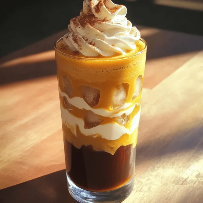 To make your own Pumpkin Cream Cold Brew, gather these simple items: - 1 cup cold brew coffee - 1/2 cup milk (or dairy-free alternative) - 1/4 cup heavy cream (or coconut cream) - 2 tablespoons pumpkin puree - 1 tablespoon maple syrup (or sweetener of choice) - 1/2 teaspoon vanilla extract - 1/4 teaspoon pumpkin pie spice - Ice cubes - Whipped cream (optional, for topping) - Cinnamon or nutmeg (for garnish) If you want a dairy-free drink, try these options: - Almond milk - Soy milk - Oat milk - Coconut milk These alternatives work well in this recipe. They will not change the flavor too much. Make sure to choose unsweetened versions if you want to control the sweetness. Choosing high-quality ingredients makes your drink taste better. For the best cold brew, look for: - Fresh, good-quality coffee beans - Pure pumpkin puree without added sugar - Real maple syrup instead of flavored syrup These choices will give your Pumpkin Cream Cold Brew a rich and delicious flavor. Always check labels for added ingredients. Start by gathering your ingredients. You will need heavy cream, pumpkin puree, maple syrup, vanilla extract, and pumpkin pie spice. In a medium bowl, whisk the heavy cream, pumpkin puree, maple syrup, vanilla extract, and pumpkin pie spice. Mix until it is smooth and creamy. Taste it to check the sweetness. Add more maple syrup if you want it sweeter. Next, grab a tall glass and fill it with ice cubes. Pour cold brew coffee over the ice, filling the glass about two-thirds full. This cold brew is rich and smooth. Now, gently spoon the pumpkin cream mixture over the cold brew. Let it float on top for a lovely layered look. If you want, you can add whipped cream on top of the pumpkin cream. This adds extra richness. Then, sprinkle a dash of cinnamon or nutmeg for a nice touch. Use a straw or spoon to stir it lightly before sipping. Enjoy this creamy, delicious drink! To create a creamy pumpkin layer, start by whisking the heavy cream with pumpkin puree. Use a medium bowl for this step. Add maple syrup and vanilla extract next. These sweeteners enhance the flavor. Sprinkle in pumpkin pie spice for a warm touch. Whisk until everything blends well and is smooth. If you want it sweeter, add more maple syrup. This layer will float nicely on your cold brew. For the best cold brew, use coarsely ground coffee. This grind helps reduce bitterness. Steep the coffee grounds in cold water for 12 to 24 hours. The longer you steep, the stronger your brew will be. After steeping, strain the mixture through a fine mesh. This step removes all the grounds. Store your cold brew in the fridge for up to two weeks. It stays fresh and ready for your cravings. You can easily change the sweetness and spice in your drink. To adjust sweetness, add more maple syrup or use another sweetener. Taste as you go, so it fits your preference. If you want more spice, add a pinch of pumpkin pie spice or cinnamon. This can make your drink feel cozy and warm. Always remember to taste your drink before serving. This way, you ensure it’s just right for you. {{image_2}} You can use various milk types for your Pumpkin Cream Cold Brew. Here are a few options: - Almond milk - Oat milk - Soy milk - Coconut milk Each alternative adds a unique flavor. Almond milk is nutty and light. Oat milk is creamy and smooth. Coconut milk gives a tropical twist. Choose what fits your taste best. Spices make this drink even better. Try these seasonal favorites: - Nutmeg - Allspice - Ginger Each spice brings its own warmth. Nutmeg adds a warm, sweet aroma. Allspice gives a hint of clove and cinnamon. Ginger adds a spicy kick. Mix and match to find your perfect blend. You can enjoy your Pumpkin Cream Cold Brew in two ways: iced or blended. The iced version is refreshing and light. Just pour cold brew over ice and top with the pumpkin cream. For a blended treat, blend the cold brew with ice. Add the pumpkin cream for a smooth, frosty drink. This version is rich and creamy, perfect for a hot day. Both options are delicious, so try them both! If you have extra pumpkin cream, store it in a sealed container. Keep it in the fridge. It will stay fresh for about three days. The cream may thicken as it sits. Just whisk it again before using. Cold brew coffee stays good in the fridge for about a week. Store it in a glass jar or pitcher. Make sure it is covered. This keeps out air and light, which can change the flavor. If you want to prep ahead, make the pumpkin cream mix early. Store it in the fridge. This way, you can enjoy your drink any time. Prepare your cold brew in batches too. Just pour, mix, and enjoy! Yes, you can easily make this recipe vegan. Use a dairy-free milk like almond or oat milk. Instead of heavy cream, use coconut cream. Both options keep the flavor rich and creamy. This way, you enjoy the same tasty drink without any dairy. To make a larger batch, just multiply the ingredients by the number of servings you want. For example, if you want four servings, use four cups of cold brew, two cups of milk, and one cup of cream. Mix the pumpkin cream in a big bowl and serve it in tall glasses filled with ice. If you don’t have pumpkin puree, you can use butternut squash puree or sweet potato puree. Both options work well and give a similar taste. You can even use store-bought pumpkin pie filling, but check that it doesn't contain added sugar. Each option will still give you that cozy fall flavor. Cold brew coffee can last up to two weeks in the fridge if stored properly. Keep it in an airtight container to keep it fresh. If you notice any changes in smell or taste, it’s best to toss it out. Enjoy your cold brew within a week for the best flavor. You now have all you need to create a great pumpkin cream cold brew. We covered the important ingredients, step-by-step instructions, and helpful tips. You can use dairy-free options for healthier choices. Remember to adjust the sweetness and spices to match your taste. This drink is easy to change with seasonal spices or different milk. Store leftovers properly for the best flavor. Enjoy making this delicious drink and share it with friends!
