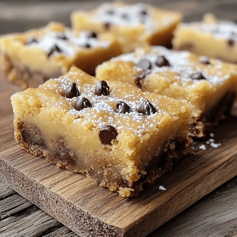 To make salted brown butter blondies, gather these simple ingredients: - 1 cup (2 sticks) unsalted butter - 1 cup packed brown sugar - 1/2 cup granulated sugar - 2 large eggs - 2 teaspoons vanilla extract - 2 cups all-purpose flour - 1 teaspoon baking powder - 1/2 teaspoon baking soda - 1/2 teaspoon salt - 1 cup chocolate chips (semi-sweet or milk chocolate) - Flaky sea salt for topping Choosing good ingredients makes a big difference. Here are a few tips: - Butter: Pick high-quality unsalted butter. It helps the brown butter shine. - Sugars: Use fresh brown sugar. Old brown sugar can harden and clump. - Eggs: Fresh eggs are key. They make your blondies fluffy and rich. - Flour: Look for all-purpose flour with high protein content. It gives the right texture. - Chocolate Chips: Use semi-sweet or milk chocolate chips. They melt beautifully in the blondies. If you need to swap some ingredients, here are some ideas: - Butter: You can replace unsalted butter with coconut oil for a dairy-free option. - Sugars: Instead of granulated sugar, you can use coconut sugar for a deeper flavor. - Chocolate Chips: Dark chocolate chips work well for a richer taste. - Flour: Use a gluten-free blend if you want gluten-free blondies. - Eggs: Try flaxseed meal mixed with water as an egg replacement. Use 1 tablespoon flaxseed and 2.5 tablespoons water per egg. Experimenting with these options can help you customize your blondies for your taste! First, gather all your ingredients. This will make the process easier. You need: - 1 cup unsalted butter - 1 cup packed brown sugar - 1/2 cup granulated sugar - 2 large eggs - 2 teaspoons vanilla extract - 2 cups all-purpose flour - 1 teaspoon baking powder - 1/2 teaspoon baking soda - 1/2 teaspoon salt - 1 cup chocolate chips - Flaky sea salt for topping Make sure your butter is at room temperature. This helps with mixing later. Also, measure your flour carefully for the best texture. Now it’s time to start baking. First, preheat your oven to 350°F (175°C). Grease an 8x8-inch pan and line it with parchment paper. This makes removing the blondies easy. Next, brown the butter. In a medium saucepan, melt the butter over medium heat. Stir often. You want it to foam and turn golden brown. This takes about 5-7 minutes. When it has a nutty smell, remove it from heat and let it cool slightly. In a large bowl, mix the brown butter with brown sugar and granulated sugar. Whisk until it’s smooth. Let it cool for a few minutes before adding eggs. This prevents egg scrambling. Add the eggs one at a time. Whisk well after each addition. Next, mix in the vanilla extract. In another bowl, whisk together the flour, baking powder, baking soda, and salt. Gradually add this dry mixture to the wet mixture. Stir gently until just combined. Avoid overmixing to keep them chewy. Now fold in the chocolate chips. Make sure they are evenly spread throughout the batter. Pour the batter into the prepared pan. Smooth the top with a spatula. Sprinkle a pinch of flaky sea salt on top. Place the pan in the oven. Bake for 25-30 minutes. The edges should be golden. A toothpick inserted in the center should come out with moist crumbs. After baking, let the blondies cool for about 10 minutes in the pan. Use the parchment paper to lift them out. Place them on a wire rack to cool completely. Once cooled, cut them into squares. You can serve them on a rustic board. Dust with powdered sugar and add more sea salt on top for a nice look. Enjoy your delicious blondies! To get the best brown butter flavor, watch your butter closely. Melt it slowly over medium heat. Stir often to stop it from burning. Look for a golden color and a nutty smell. This takes about 5-7 minutes. If it smells burnt, start over. Brown butter makes your blondies rich and delicious. For chewy blondies, mix your batter gently. Overmixing can make them tough. Use room temperature eggs for better mixing. Also, don’t skip the brown sugar; it helps keep them soft. Finally, bake just until the edges are golden. A few moist crumbs on the toothpick means they are perfect. Don't rush the cooling times. Let the butter cool before adding eggs. If the butter is hot, it can cook the eggs. Another mistake is not lining the pan properly. Use parchment paper for easy removal. Lastly, don’t skip the flaky sea salt on top. It balances the sweetness and adds flavor. {{image_2}} You can make these blondies even better with fun add-ins. Here are some ideas: - Chopped Nuts: Walnuts, pecans, or almonds add crunch and flavor. - Dried Fruits: Try adding raisins, cranberries, or cherries for sweetness. - M&Ms: These colorful candies bring a playful twist to your blondies. Feel free to mix and match any of these to suit your taste. Just remember to keep the total volume similar to the chocolate chips. Blondies are very versatile! You can play with flavors to create your perfect treat. Here are some combinations to try: - Coconut: Add shredded coconut for a tropical feel. - Peanut Butter: Swirl in some creamy peanut butter for a nutty kick. - Coffee: Mix in instant coffee granules for a rich, bold flavor. Experiment with these flavors to find your favorite. It’s a fun way to switch things up! You can make these blondies fit different diets! Here’s how to adapt the recipe: - Gluten-Free: Use a gluten-free flour blend instead of all-purpose flour. - Dairy-Free: Swap the butter for coconut oil or a dairy-free butter alternative. These changes keep the blondies tasty while fitting your needs. Just be sure to check the labels for any hidden ingredients. Enjoy making these blondies your own! To keep your blondies fresh, store them in an airtight container. Place parchment paper between layers to prevent sticking. Blondies stay tasty at room temperature for about three days. If you want to keep them longer, move to the fridge. They can last up to a week this way. Freezing is a great way to save blondies for later. First, let them cool completely. Then, cut them into squares. Wrap each piece tightly in plastic wrap. Place the wrapped blondies in a freezer-safe bag or container. They can stay frozen for up to three months. When you’re ready to enjoy, just thaw in the fridge or at room temperature. Reheating blondies brings back that warm, gooey goodness. You can heat them in the microwave for about 10-15 seconds. If you prefer an oven, preheat to 350°F. Place the blondies on a baking sheet and warm for about 5-10 minutes. This helps revive the soft texture and flavor. Add a sprinkle of sea salt on top for extra delight! Yes, you can swap sugars. Brown sugar adds moisture and richness. If you use only granulated sugar, the blondies may be less chewy and more cake-like. A mix of both sugars keeps the great texture. Experiment with coconut sugar for a unique flavor. Just remember, the sweetness can change. Check for golden edges and a slight spring to the top. Insert a toothpick into the center. If it comes out with a few moist crumbs, they are done. If it’s wet, bake for a few more minutes. Keep an eye on them to avoid overbaking. Absolutely! Brown butter can be made in advance. Store it in the fridge for up to a week. Just let it come back to room temperature before using. This saves time and still gives you that nutty flavor. In this post, we explored the key ingredients, steps, and tips for making blondies. I shared how to choose quality items and common substitutions. You learned the best methods for prepping and baking, plus how to cool and serve. We discussed achieving great flavor and texture, along with variations for everyone’s taste. Finally, you now know how to store leftovers and reheat them. With these insights, you can bake perfect blondies that everyone will enjoy. Happy baking!