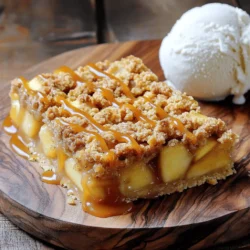 - 2 cups all-purpose flour - 1 cup rolled oats - 3/4 cup brown sugar - 1/2 cup granulated sugar - 1 teaspoon baking soda - 1/2 teaspoon salt - 1 cup unsalted butter, softened - 3 medium apples, peeled, cored, and diced (preferably tart apples like Granny Smith) - 1 teaspoon cinnamon - 1/2 teaspoon nutmeg - 1 cup caramel sauce If you need gluten-free options, you can use a gluten-free flour blend. This works well in most recipes. For those who want a dairy-free version, you can swap unsalted butter for coconut oil or vegan butter. If you are looking for sweetener alternatives, consider using honey or maple syrup instead of granulated sugar. These options can change the flavor a bit but will still taste great. 1. Preheat the oven and prepare the baking dish: Start by preheating your oven to 350°F (175°C). Grease a 9x13 inch baking dish or line it with parchment paper. This helps with easy removal later. 2. Make the crust mixture and press it into the baking dish: In a large bowl, mix together 2 cups of all-purpose flour, 1 cup of rolled oats, 3/4 cup of brown sugar, 1/2 cup of granulated sugar, 1 teaspoon of baking soda, and 1/2 teaspoon of salt. Blend these well. Next, add 1 cup of softened unsalted butter. Use your hands or a pastry cutter to mix until it looks like coarse crumbs. Set aside 1 ½ cups of this mixture for the topping. Press the rest firmly into the bottom of your baking dish. Bake for 15 minutes. While the crust bakes, prepare the apple filling. In a medium bowl, take 3 medium apples, peeled, cored, and diced. Toss these apples with 1 teaspoon of cinnamon, 1/2 teaspoon of nutmeg, and a splash of lemon juice. The lemon juice keeps the apples fresh and tasty. 1. Assemble the bars and bake according to directions: Once the crust is done, remove it from the oven. Spread the apple mixture evenly over the crust. Drizzle about 1/2 cup of caramel sauce over the apples. Sprinkle the reserved crumble mixture on top, then drizzle with more caramel sauce. 2. Cooling and cutting instructions: Return the dish to the oven and bake for 30-35 minutes. Look for a golden brown topping and tender apples. Once baked, let the bars cool in the pan for at least 30 minutes. This helps them set. Finally, lift the bars out and cut them into squares. Serve warm or at room temperature, with extra caramel if you like. To know when your caramel apple crumble bars are done, look for a golden top. The apples should feel soft when you poke them with a fork. This shows they are cooked well. For the best texture, let the bars cool for at least 30 minutes in the pan. This helps the layers set and makes cutting easier. If you cut them too soon, they might fall apart. These bars shine when served warm. Pair them with a scoop of vanilla ice cream or a dollop of whipped cream. The cold cream balances the warm bars perfectly. You can also drizzle extra caramel sauce on top. This adds sweetness and makes the bars look fancy. A sprinkle of sea salt can enhance the flavors too. You can prepare these bars ahead of time. Make the crust and apple filling a day before. Just assemble and bake when you're ready. If you want to freeze them, let the bars cool completely first. Wrap them tightly in plastic wrap and store in an airtight container. They can last up to three months in the freezer. Just thaw them in the fridge before serving. {{image_2}} You can change the taste of your caramel apple crumble bars by adding nuts or dried fruits. Chopped walnuts or pecans give a nice crunch. If you prefer something sweeter, try adding raisins or dried cranberries. These additions boost flavor and texture. You might also swap out spices for a new twist. Ginger and clove can bring warmth to your bars. Use a teaspoon of ground ginger or a pinch of ground clove for a unique taste. These spices work well with apples and caramel. If you follow a vegan diet, you can easily adapt this recipe. Swap unsalted butter for vegan butter. For caramel, use a plant-based version, or make your own with coconut milk and sugar. This way, you can enjoy the bars without dairy. If you are watching your sugar intake, try low-sugar options. Use sugar substitutes like monk fruit or stevia. You can also choose apples that are naturally sweeter to cut down on added sugar. For a keto-friendly version, use almond flour instead of all-purpose flour. This keeps the bars low in carbs while still being tasty. To keep your caramel apple crumble bars fresh: - Refrigeration: Place the bars in an airtight container. This keeps them moist. Store in the fridge for up to five days. If you want to keep your bars longer, consider freezing them. - Freezing: Wrap the bars tightly in plastic wrap. Then, place them in a freezer-safe bag. They can last for up to three months in the freezer. When you're ready to eat them, just thaw them in the fridge overnight. If you want to enjoy your bars warm: - Softening Bars: Microwave the bars for about 10 to 15 seconds. This will warm them without drying them out. - Re-crisping Topping: To make the topping crispy again, place the bars in a preheated oven at 350°F (175°C) for about 5 to 10 minutes. This gives them a nice crunch, just like when they first came out of the oven. Can I use different types of apples? Yes, you can use any apple you like. However, tart apples like Granny Smith work best. They balance the sweetness of the caramel and sugar. Using a mix of sweet and tart apples can add great flavor, too. What is the best way to cut the bars? To cut the bars easily, let them cool completely. Use a sharp knife to slice through them. For clean cuts, warm the knife under hot water before cutting. Wipe the knife clean after each slice for neat edges. How long will these bars last and how should I store them? These bars can last about five days at room temperature. Store them in an airtight container to keep them fresh. If you need to keep them longer, you can refrigerate them for up to a week. Why did my bars crumble when cutting? Your bars may crumble if they are too warm when you cut them. Make sure to let them cool for at least 30 minutes in the pan. If they are still warm, they might not hold together well. How to fix super dry crumble topping? If your crumble topping is too dry, mix in a little melted butter. Start with one tablespoon at a time until it reaches a crumbly texture. Adding a splash of water or milk can also help soften the mixture. You can create delicious apple dessert bars with simple steps and easy ingredients. We covered everything from the list of ingredients to baking tips. Making swaps or trying variations can make this recipe fit your needs. Remember to store leftovers right and reheat them well. These bars are perfect for any occasion. Enjoy baking and sharing these tasty treats!