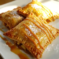 - 2 large apples, peeled, cored, and diced - 1 cup brown sugar - 1 teaspoon cinnamon - 2 tablespoons lemon juice - 1 cup caramel sauce (store-bought or homemade) - 1 package refrigerated pie crusts (or homemade) - 1 egg (for egg wash) - 1 tablespoon milk - 1 tablespoon granulated sugar (for topping) You can change the flavor of your hand pies by adding different spices. Try nutmeg or ginger for warmth. You can also mix in nuts like pecans or walnuts for crunch. For a twist, add dried cranberries or raisins to the apple mix. When choosing apples, look for ones that feel firm and heavy. The skin should be smooth with no bruises. Popular varieties for pies include Granny Smith, Honeycrisp, or Fuji. Each brings a unique flavor and texture to your filling. If you can, smell the apple. A sweet aroma means it's fresh and ready to use. To start, grab a medium bowl. Add 2 large apples that you have peeled, cored, and diced. Then, mix in 1 cup of brown sugar, 1 teaspoon of cinnamon, and 2 tablespoons of lemon juice. Stir until the apples are fully coated. Let this mixture sit for about 10 minutes. This time allows the flavors to mix together nicely. Next, heat a saucepan over medium heat. Add the apple mixture you prepared earlier. Cook it for about 5 to 7 minutes. You want the apples to soften a bit, but they shouldn't turn mushy. Once done, take the pan off the heat and let the apples cool for a while. Now, preheat your oven to 400°F (200°C). Roll out the refrigerated pie crusts on a floured surface. Use a cookie cutter or glass to cut them into 4-inch circles. You should get about 8 to 10 circles. Take one circle and place about a tablespoon of the apple filling in the middle. Drizzle some caramel sauce over the apples. Fold the dough over the filling to form a half-moon shape. Press the edges together firmly to seal them. Use a fork to crimp the edges for a nice finish. In a small bowl, whisk 1 egg with 1 tablespoon of milk for an egg wash. Brush this wash on the tops of each pie, then sprinkle them with 1 tablespoon of granulated sugar. Place the hand pies on a parchment-lined baking sheet. Bake them for 20 to 25 minutes, until they turn golden brown and flaky. Let them cool slightly before you enjoy them! To make a flaky crust, keep your ingredients cold. Use cold butter and ice water. When mixing, don’t overwork the dough. This keeps it light and airy. Roll the dough gently on a floured surface. Aim for a thickness of about 1/8 inch. Too thick and it won't bake well. Too thin and it tears easily. After cutting, chill the dough circles for 10 minutes before filling. This step helps the crust hold its shape. Store leftover hand pies in an airtight container. Keep them in the fridge for up to three days. For longer storage, freeze them. Wrap each pie in plastic wrap, then place in a freezer bag. These can last up to three months. When ready to enjoy, just reheat in the oven. Preheat to 350°F (175°C) and bake for about 10-15 minutes. This warms them through and keeps the crust crispy. Spices can elevate your hand pies. Besides cinnamon, try nutmeg or allspice for warmth. A touch of vanilla extract in the filling adds depth. You can also mix in some ginger for a spicy kick. If you’re feeling adventurous, add a teaspoon of almond extract. This gives a unique flavor twist. Just remember to keep the balance. You want the apple and caramel flavors to shine through. {{image_2}} You can switch up the flavors in your hand pies. Try using pears, peaches, or berries. For a fun twist, mix fruits! Combine apples with cranberries for a tart bite. Each fruit gives a unique taste and texture. If you follow a vegan diet, use plant-based butter and an egg substitute. You can use flaxseed meal mixed with water. For gluten-free hand pies, choose gluten-free pie crusts. Many brands offer tasty options. These simple swaps let everyone enjoy this treat. Toppings can make your hand pies special. Instead of sugar, sprinkle cinnamon or nutmeg on top before baking. For a glaze, mix powdered sugar with a bit of milk. Drizzle this over warm pies for a sweet finish. You can even add nuts or coconut for crunch! To store leftover hand pies, place them in an airtight container. Make sure they cool completely first. This keeps them fresh for about 2-3 days. If you want to keep them longer, refrigeration is a good choice. Just remember to reheat them before serving. You can freeze hand pies for later use. First, let them cool completely. Then, wrap each pie in plastic wrap. After that, place them in a freezer-safe bag or container. They can last up to 3 months in the freezer. When you’re ready to eat them, simply take them out to thaw. To reheat hand pies, preheat your oven to 350°F (175°C). Place the pies on a baking sheet. Bake for about 10-15 minutes, or until heated through. This method keeps the crust crispy. If you're in a hurry, you can use a microwave. Just be aware that it may make the crust soft. Yes, you can make these hand pies ahead of time. Prepare the filling and dough, then assemble the pies. Before baking, wrap them well and chill in the fridge for up to 24 hours. You can also freeze them for longer storage. Just remember to bake them from frozen for a longer time. If you don’t have caramel sauce, you can use dulce de leche. This will add a rich flavor, similar to caramel. You can also try chocolate sauce for a different twist. For a healthier option, maple syrup works well too. Each choice will give your hand pies a unique taste. To keep your hand pies crisp, use a few tricks. First, make sure the apple filling is not too wet. Cook the apples until they soften but stay firm. Second, brush the crust with egg wash. This adds a barrier against moisture. Lastly, bake the pies until they are golden brown. This will ensure a flaky and delicious crust. You learned how to make delicious hand pies from scratch. We covered ingredients, steps, and tips for success. Remember, picking fresh apples is key to great flavor. Flaky crusts come from technique, while fun variations keep things interesting. As you experiment, don't hesitate to customize your pies. Store leftovers properly to enjoy later. With this knowledge, you can create tasty treats for any occasion. Dive into this fun cooking adventure and enjoy every bite!