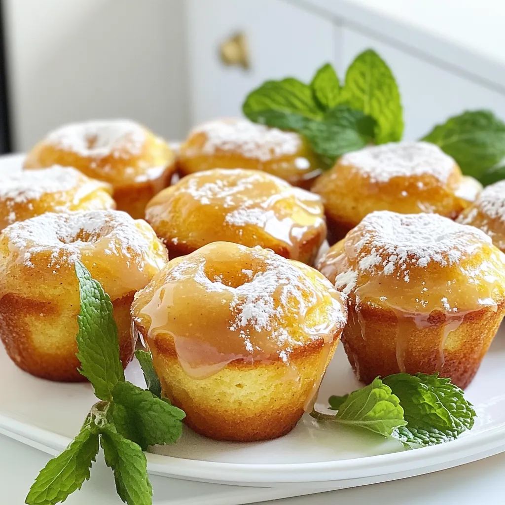 - 1 ½ cups all-purpose flour - 1 teaspoon baking powder - ½ teaspoon baking soda - ½ teaspoon salt - ½ teaspoon ground cinnamon - ¾ cup granulated sugar - ½ cup buttermilk - ¼ cup vegetable oil - 2 large eggs - 1 teaspoon pure vanilla extract - ½ cup maple syrup (for glaze) - ¼ cup powdered sugar (for glaze) To make these maple glazed donut muffins, you need simple ingredients. Start with all-purpose flour. This forms the base of your muffins. The baking powder and baking soda help them rise. Salt and cinnamon add flavor and balance sweetness. For sweetness, you will use granulated sugar. Buttermilk makes the muffins moist. Vegetable oil keeps them tender. Two large eggs bind everything together. Pure vanilla extract adds a lovely aroma. Finally, maple syrup and powdered sugar create the sweet glaze. Gather these ingredients before you start. This way, you will have everything ready to go. The process becomes smoother and more fun! - Preheat your oven to 350°F (175°C). - Grease your muffin tin or use paper liners. - In a large bowl, combine 1 ½ cups of all-purpose flour, 1 teaspoon of baking powder, ½ teaspoon of baking soda, ½ teaspoon of salt, and ½ teaspoon of ground cinnamon. Stir well until mixed. - In another bowl, mix ¾ cup of granulated sugar, ½ cup of buttermilk, ¼ cup of vegetable oil, 2 large eggs, and 1 teaspoon of pure vanilla extract. Blend until smooth. - Gradually add the wet ingredients to the dry mix. Stir gently until just combined. It’s okay if a few lumps remain; do not overmix. - Divide the batter evenly among the muffin cups. Fill each cup about two-thirds full. - Bake in the oven for 18-20 minutes. Check for doneness with a toothpick; it should come out clean. - In a small bowl, whisk together ½ cup of maple syrup and ¼ cup of powdered sugar. Mix until the glaze is smooth. - Once the muffins cool for about 5 minutes, dip the tops into the glaze. Let the excess glaze drip off. - Place the glazed muffins on a wire rack to set for about 10 minutes before enjoying. To make sure your muffins turn out great, avoid overmixing the batter. When you combine wet and dry ingredients, stir gently. A few lumps in the batter are okay. This keeps the muffins light and fluffy. To know when they are baked, use a toothpick. Insert it into the center of a muffin. If it comes out clean, your muffins are ready. If you see wet batter, bake them a little longer. You can add spices or extracts to boost flavor. Try adding a pinch of nutmeg for warmth. A splash of almond extract adds a nice twist, too. You can also fold in lemon zest for a bright taste. Be creative and make it your own! Presentation matters. Arrange your glazed muffins on a nice plate. A light dusting of powdered sugar looks great. You can also add fresh mint leaves for color. These small touches make your muffins even more appealing. {{image_2}} You can make these muffins healthier. Use whole wheat flour instead of all-purpose flour. This adds fiber and nutrients. You can also try sugar alternatives like honey or maple sugar. These options lower calories and add unique flavors. Adding extras makes these muffins even better. You can mix in chocolate chips for a sweet twist. Nuts add a lovely crunch. Try walnuts or pecans for a tasty bite. Fresh fruit like blueberries or mashed bananas can bring moisture and extra flavor too. Change the flavor with the seasons. In fall, add pumpkin puree and spices like nutmeg. This gives a cozy taste. In winter, try cranberries for a tart kick. These seasonal touches keep your muffins exciting all year round. To keep your maple glazed donut muffins fresh, store them at room temperature. Place them in an airtight container. This helps keep them soft. Avoid exposing them to air, which makes them dry. You can also use a paper towel in the container to absorb moisture. This keeps them from getting soggy. If you want to save some muffins for later, freezing is a great option. Let the muffins cool completely after baking. Wrap each muffin tightly in plastic wrap. Then, put them in a freezer bag or container. Label it with the date. When you want one, take it out and let it thaw at room temperature. You can also warm it in the microwave for 15-20 seconds. These muffins stay fresh for about 3 days at room temperature. If you store them in the freezer, they can last up to 3 months. Always check for any signs of spoilage before eating. If they look or smell off, it's best to toss them. You can use plain yogurt or milk mixed with vinegar. For one cup of buttermilk, mix one cup of milk with one tablespoon of vinegar. Let it sit for five minutes. You can also use sour cream mixed with water. Yes, you can make these muffins ahead. Bake them and let them cool. Store them in an airtight container. They stay fresh for up to three days. You can also freeze them for up to three months. Just thaw and glaze before serving. Absolutely! You can try a chocolate glaze or a lemon glaze. Mix powdered sugar with cocoa powder and milk for chocolate. For lemon, use lemon juice with powdered sugar. These add fun flavors. Check for a golden top and a toothpick test. Insert a toothpick into the center of a muffin. If it comes out clean, the muffins are done. They should spring back when lightly touched. Yes, these muffins are great for kids! They are sweet but not too sweet. You can reduce the sugar for a healthier option. Make sure to watch portion sizes, as they are quite tasty! In this post, you learned how to make delicious maple glazed donut muffins from scratch. We covered the key ingredients and provided detailed steps for mixing and baking. Tips for storage, alternative flavors, and glaze options were also shared. Remember, the right mix can lead to perfect muffins. Enjoy experimenting with flavors and storage methods. You'll find these muffins become a favorite in your kitchen!