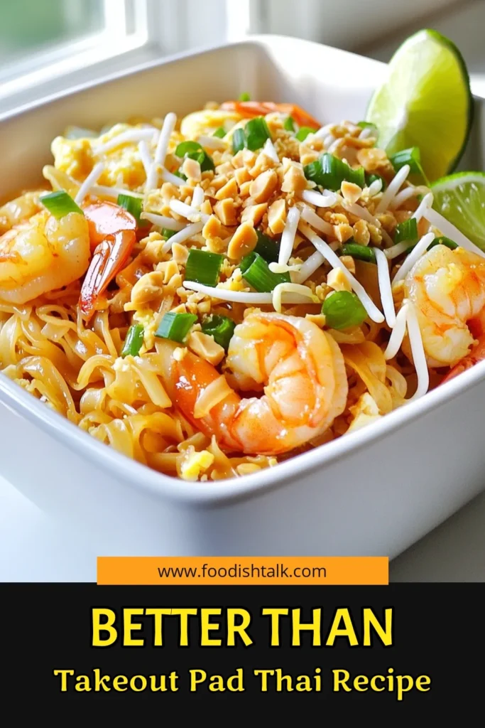 Create your favorite Better Than Takeout Pad Thai right at home with this simple and delicious recipe! Ready in just 30 minutes, this dish features rice noodles, shrimp (or chicken/tofu), and fresh veggies, all tossed in a flavorful sauce. Perfect for a quick dinner that impresses! Dive into the full recipe for all the details and tips. Get cooking today! #PadThai #HomemadeRecipes #EasyDinnerIdeas #ComfortFood