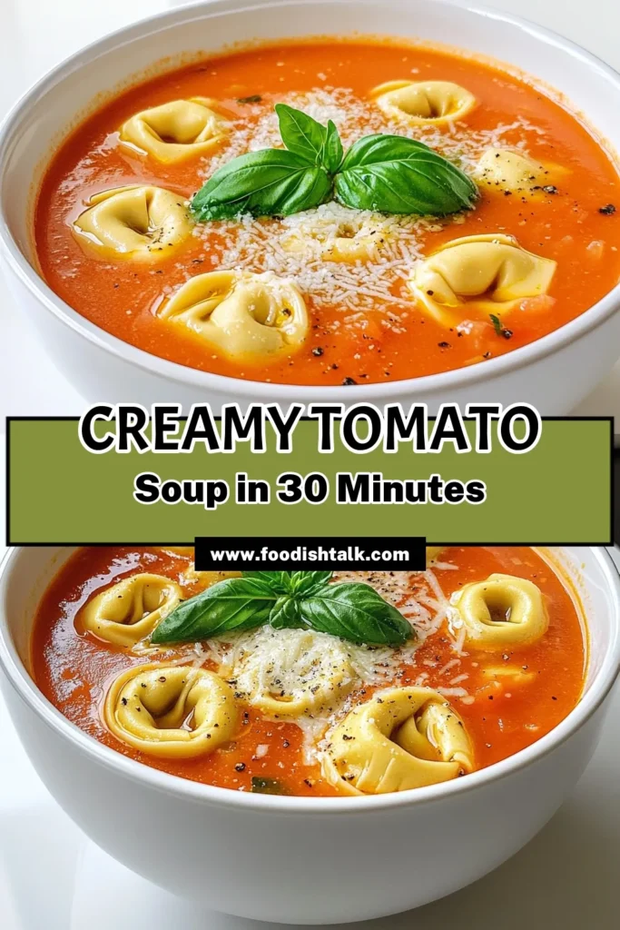 Warm up with a bowl of creamy tomato basil tortellini soup that’s both comforting and delicious! This easy recipe features rich flavors from crushed tomatoes, fresh basil, and creamy goodness, making it perfect for any occasion. Ready in just 30 minutes, it’s ideal for busy weeknights. Click through for the full recipe and enjoy a tasty meal tonight! #TomatoBasilSoup #TortelliniRecipes #SoupRecipes #EasyDinnerIdeas