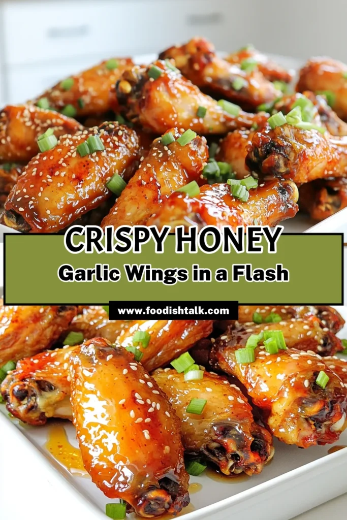 Get ready to impress with these Air Fryer Honey Garlic Chicken Wings! Perfectly crispy, these wings are marinated in a delicious blend of honey, soy sauce, garlic, and ginger, then air-fried to perfection. Serve them with an extra drizzle of the thickened sauce and a sprinkle of green onions for a mouthwatering treat. Click to explore this simple recipe and bring flavor to your next gathering! #AirFryerRecipes #ChickenWings #EasyRecipes #HoneyGarlicWings