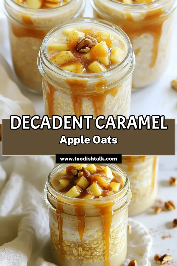 Start your mornings with a tasty twist by trying these Caramel Apple Overnight Oats! This easy recipe combines rolled oats, creamy almond milk, sweet diced apples, and rich caramel for a delightful flavor boost. Perfect for meal prep, just mix, refrigerate overnight, and enjoy a delicious breakfast. Explore the full recipe now and make your mornings sweeter! #OvernightOats #HealthyBreakfast #MealPrep #CaramelAppleRecipes
