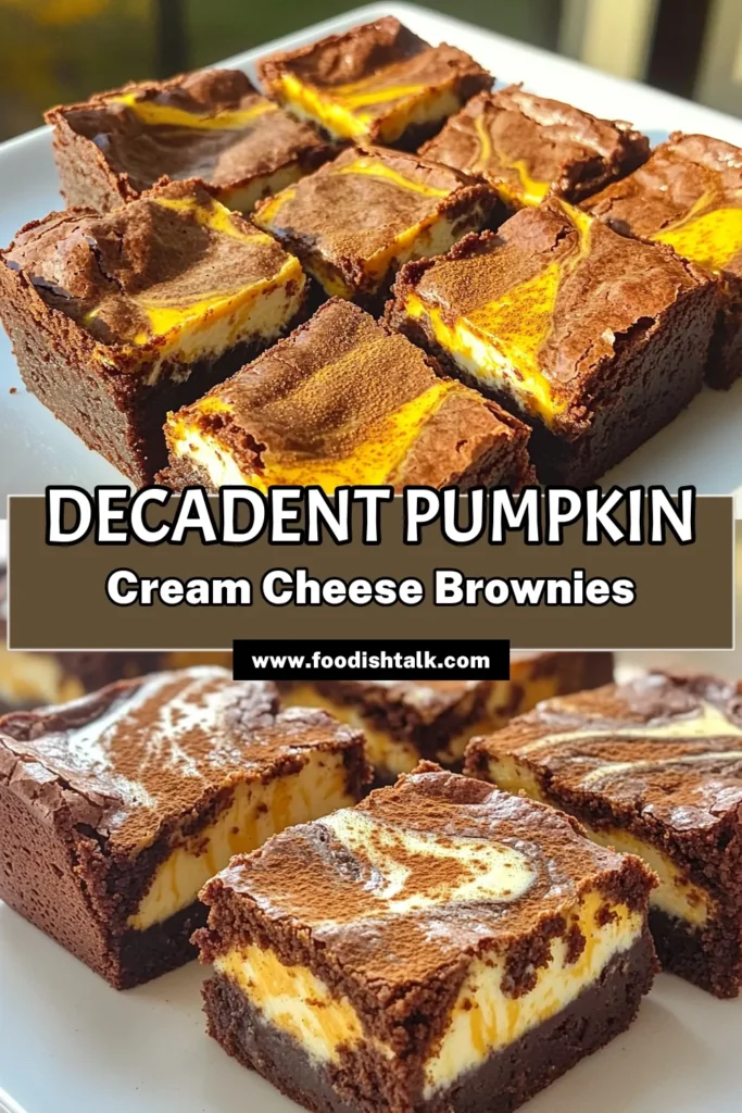 Indulge in the ultimate fall treat with these Pumpkin Cream Cheese Brownies! These rich, fudgy brownies are swirled with creamy cheese goodness, making every bite a delicious delight. Perfect for gatherings or cozy nights in, they are easy to make and sure to impress. Don't miss out on this heavenly recipe—click to explore how to whip up these mouthwatering brownies today! #PumpkinRecipes #FallBaking #Brownies #YummyDesserts