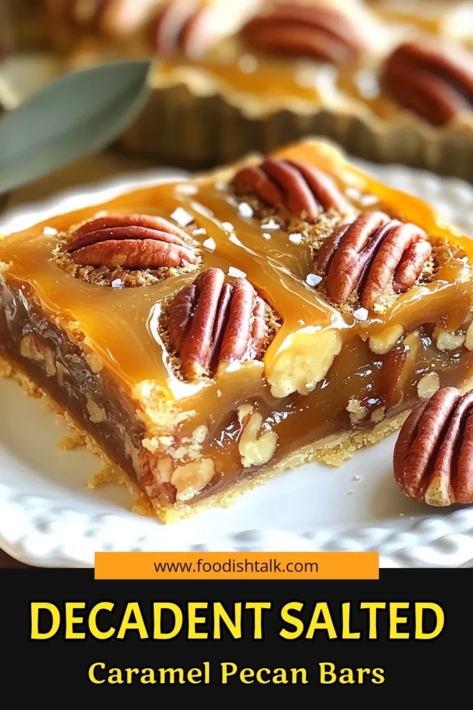 Indulge in the deliciousness of Salted Caramel Pecan Pie Bars with this easy recipe! These sweet treats combine a buttery crust with a rich pecan filling, all topped with gooey caramel and a hint of sea salt. Perfect for any occasion, these bars are sure to impress your friends and family. Click to discover the full recipe and make these mouthwatering dessert bars today! #SaltedCaramel #PecanPie #DessertRecipes #BakingLove