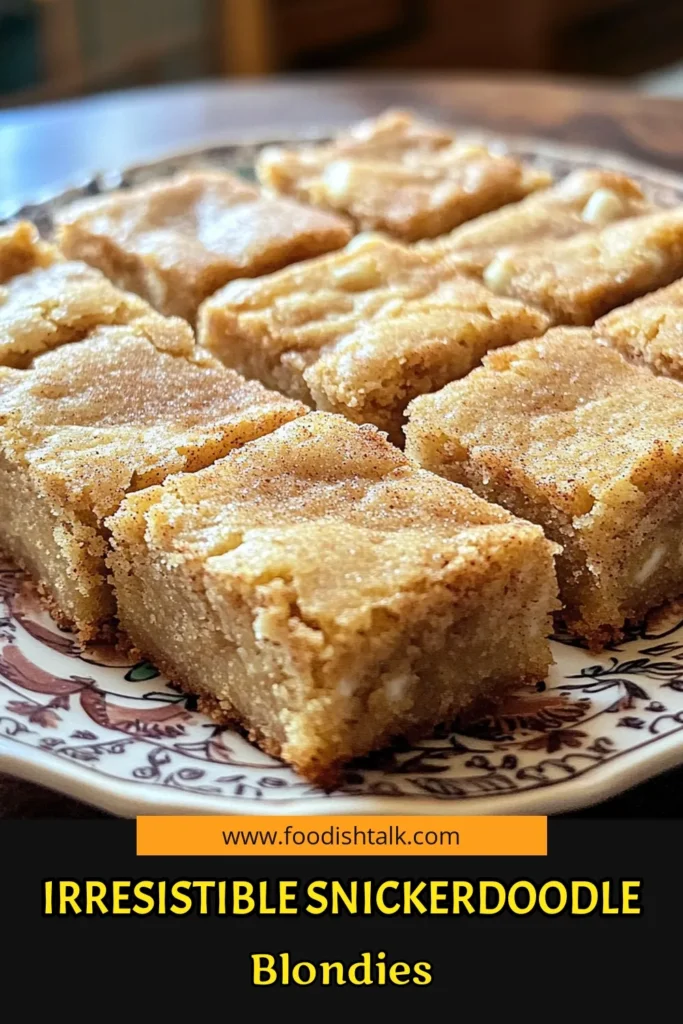 Indulge in the deliciousness of Snickerdoodle Blondies with this easy recipe! Made with gooey butter, sweet sugars, and a hint of cinnamon, these treats are perfect for any occasion. Discover how to whip up this delightful dessert that will leave your taste buds dancing! Click through to explore the full recipe and impress your friends and family with these irresistible blondies. Bake your way to happiness today!