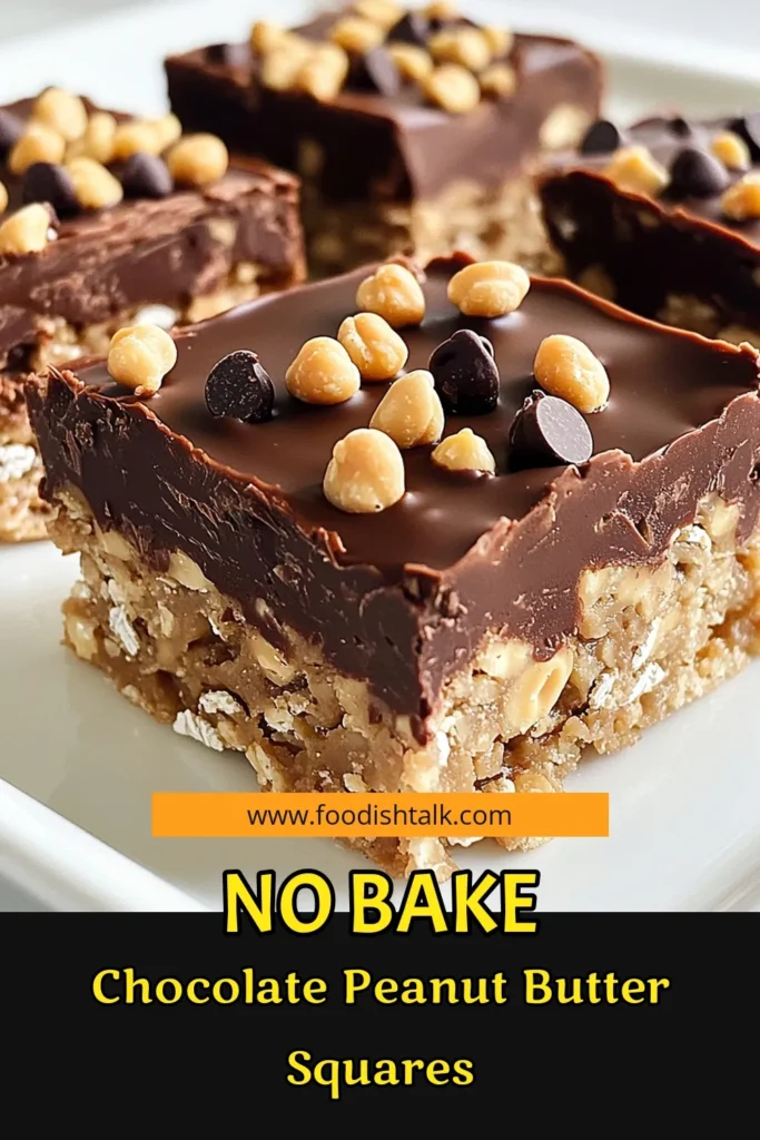 Satisfy your sweet tooth with these easy No-Bake Chocolate Peanut Butter Oat Squares! Made with simple ingredients like rolled oats, natural peanut butter, and dark chocolate, these delicious treats are perfect for a quick snack or dessert. Follow our simple recipe for a delightful indulgence in just 15 minutes of prep. Click through to explore this tasty recipe and get ready to enjoy a guilt-free treat! #NoBakeDesserts #ChocolatePeanutButter #HealthySnacks #EasyRecipes