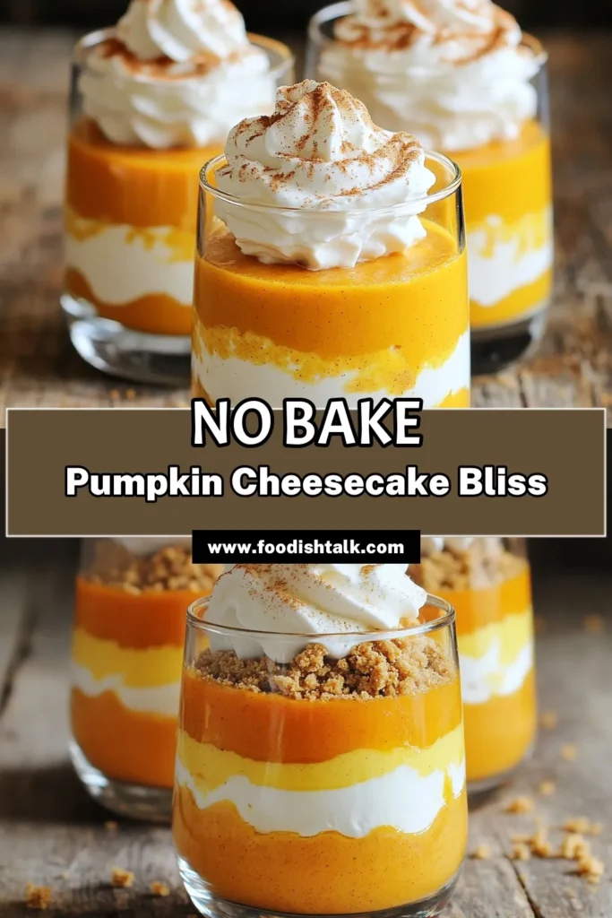 Indulge in the festive flavors of fall with these Decadent No-Bake Pumpkin Cheesecake Parfaits. This easy recipe combines creamy pumpkin cheesecake with crunchy graham cracker layers for a delightful treat that’s perfect for any gathering. Prep in just 30 minutes and let them chill to enhance the flavors. Click through to explore the full recipe and impress your guests with this delicious dessert!