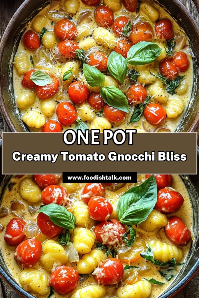 Savor the rich flavors of One-Pot Creamy Tomato Basil Gnocchi with this easy recipe! In just 25 minutes, you can whip up a delicious, comforting dish that combines tender potato gnocchi, fresh cherry tomatoes, and aromatic basil in a creamy sauce. Perfect for busy weeknights, this recipe is simple yet satisfying. Click through to explore the full recipe and make your dinner stress-free and delicious!