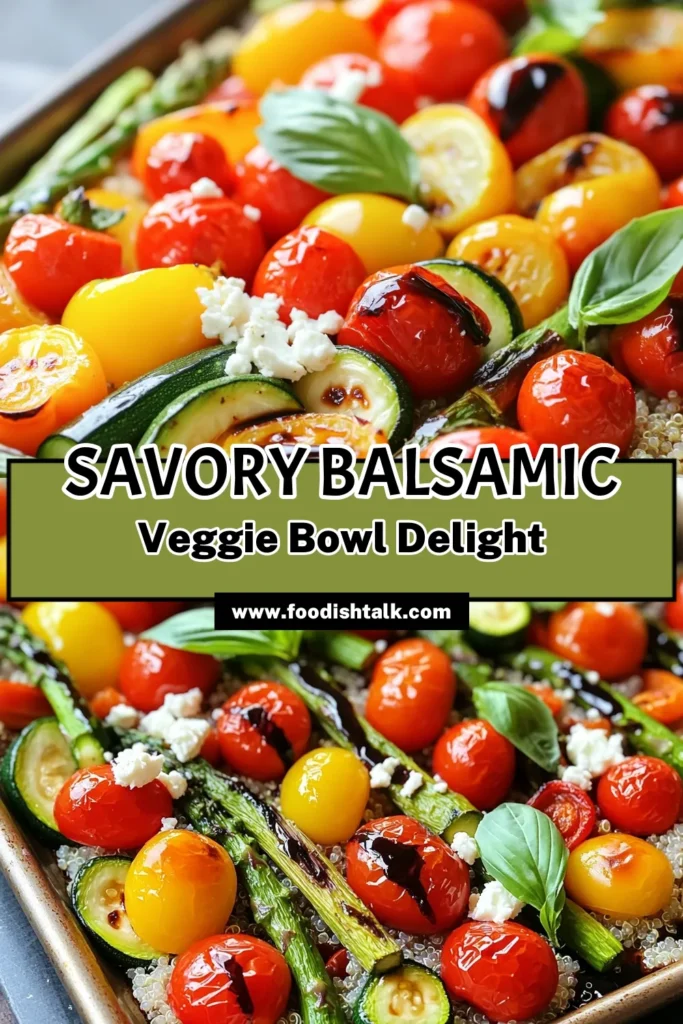 Savor the deliciousness of Sheet Pan Balsamic Veggie Bowls wrapped in vibrant flavors and healthy ingredients! This easy recipe features roasted cherry tomatoes, zucchini, bell pepper, and more, all drizzled in a zesty balsamic mix. Perfect for a quick meal, simply serve over quinoa or brown rice for a nutritious boost. Click through for the full recipe and bring this delightful dish to your table! #SheetPanMeals #HealthyRecipes #VeggieBowls #MealPrepIdeas
