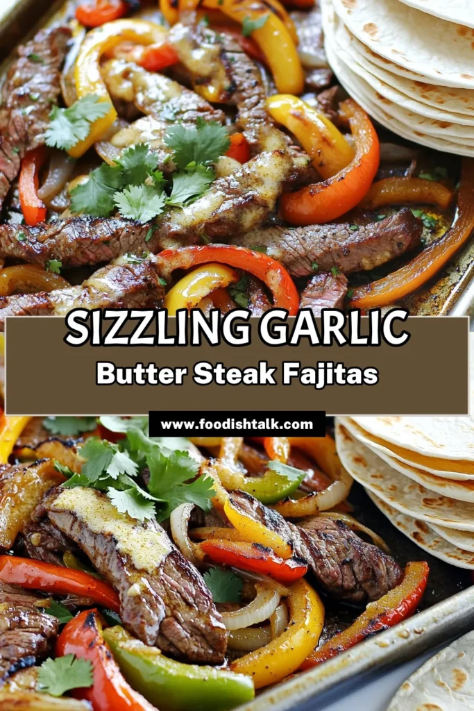 Savor the deliciousness of Sizzling Sheet-Pan Garlic Butter Steak Fajitas! This easy recipe features tender flank steak and colorful veggies, all tossed with a rich garlic butter blend and roasted to perfection. Perfect for a quick weeknight dinner or a fun gathering. Click through for step-by-step instructions and impress your family or friends with this mouthwatering dish! #SteakFajitas #SheetPanMeals #QuickDinner #GarlicButterFajitas