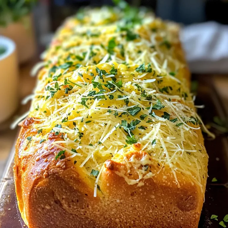 To make Air Fryer Parmesan Herb Garlic Bread, gather these key ingredients: - 1 large loaf of French or Italian bread - 4 tablespoons unsalted butter, softened - 3 cloves garlic, minced - 1 teaspoon dried oregano - 1 teaspoon dried basil - 1 teaspoon garlic powder - ¼ cup grated Parmesan cheese - Salt and pepper to taste These ingredients work together to create a rich, savory flavor that makes each bite special. For a little extra flair, consider adding these optional ingredients: - Fresh parsley for garnish Fresh parsley brightens up the dish while adding a pop of color. You can make a few easy swaps if you don’t have an ingredient. Here are some ideas: - Use a whole grain or sourdough loaf instead of French or Italian bread. - Swap olive oil for unsalted butter if you prefer. - Try different cheeses, like mozzarella or cheddar, in place of Parmesan. These substitutions let you personalize the recipe to your taste. Enjoy mixing and matching! First, grab a large loaf of French or Italian bread. Slice it in half lengthwise. This will give you two flat halves. Next, take a knife and make a crisscross pattern on the cut sides. This step helps the bread soak up all that yummy butter. In a mixing bowl, put 4 tablespoons of softened butter. Add 3 cloves of minced garlic for that rich flavor. Toss in 1 teaspoon each of dried oregano and basil. Don’t forget 1 teaspoon of garlic powder for an extra kick! Next, add ¼ cup of grated Parmesan cheese. Season with salt and pepper to taste. Mix everything together until it’s nice and smooth. Preheat your air fryer to 350°F (175°C) for about 3 minutes. While it heats up, spread the garlic butter mix evenly over the cut sides of the bread. Make sure to fill in those crisscross scores. Place the bread halves in the air fryer basket, cut-side up. Air fry for about 5-7 minutes. Look for golden brown edges and melted butter. For extra crispiness, flip the bread and air fry for an extra 2 minutes. Once done, let it cool a bit before slicing. If you want, sprinkle some fresh parsley on top for color. Enjoy your crispy delight! To boost the flavor of your Air Fryer Parmesan Herb Garlic Bread, choose fresh herbs. Fresh basil and parsley add a bright taste. If you want a kick, try adding red pepper flakes to the garlic butter mix. You can also add a squeeze of lemon juice for a zesty twist. For the crispiest bread, make sure you spread the garlic butter evenly. Score the bread lightly to help the flavors soak in. Preheating your air fryer is key, too. It helps the bread cook evenly and get that golden crust. If you want extra crunch, flip the bread halfway through cooking, then air fry for a few more minutes. Avoid using cold butter; it won't blend well. Always use softened butter for a smooth mix. Don’t skip scoring the bread; it helps with flavor absorption. Make sure the bread fits properly in your air fryer. If it’s too tight, it won't crisp up well. Lastly, keep an eye on the cooking time to prevent burning. {{image_2}} You can switch up the cheese for your garlic bread. Try mozzarella for a stretchy, gooey texture. Cheddar adds a sharp bite. Goat cheese brings a creamy tang that pairs well with herbs. Use any cheese you love. Mix and match to find your favorite! Feel free to play with herbs in this recipe. Instead of oregano, use thyme for a warm flavor. Fresh rosemary adds a fragrant twist. You can even try dill for a unique taste. Just remember to adjust the amounts based on your choice. Want to kick up the taste? Add red pepper flakes for heat. A sprinkle of lemon zest gives a fresh zing. You can also mix in some chopped sun-dried tomatoes for a sweet, savory touch. These small tweaks can make your garlic bread even more special! To store leftover garlic bread, wrap it tightly in plastic wrap or foil. This helps keep it fresh. You can also place it in an airtight container. Store it at room temperature for one day. If you want it to last longer, put it in the fridge for up to three days. To reheat the bread, I recommend using the air fryer. Set it to 350°F (175°C). Place the bread in the basket for about 3-5 minutes. This will help it regain its crispy edges. You can also use a toaster oven. If you use a microwave, it may get chewy. If you want to freeze garlic bread, slice it first. Wrap each slice in plastic wrap, then place them in a freezer bag. Make sure to remove as much air as possible. You can freeze it for up to three months. When you're ready to eat, thaw it in the fridge overnight before reheating. Yes, you can use pre-made garlic butter. It saves time and adds flavor. Just spread it on the bread like the recipe shows. Make sure to check the taste, as some brands are saltier than others. If you don’t have an air fryer, don’t worry! You can bake the bread in the oven. Set your oven to 400°F (200°C). Place the buttered bread on a baking sheet. Bake for 10-12 minutes, or until golden brown. Keep an eye on it to avoid burning. To make gluten-free garlic bread, use gluten-free bread. Many stores offer great options. Just follow the same steps for mixing and cooking. The taste will still be delicious, and you won’t miss the gluten! This blog covered everything you need for making delicious garlic bread. We discussed key ingredients and optional garnishes to elevate its taste. You learned step-by-step how to prepare, mix, and air fry your bread. We highlighted tips to boost flavor and achieve perfect crispiness. Plus, I shared ways to store leftovers and common FAQs answered. I hope you feel ready to make this tasty garlic bread on your own. Enjoy every bite!