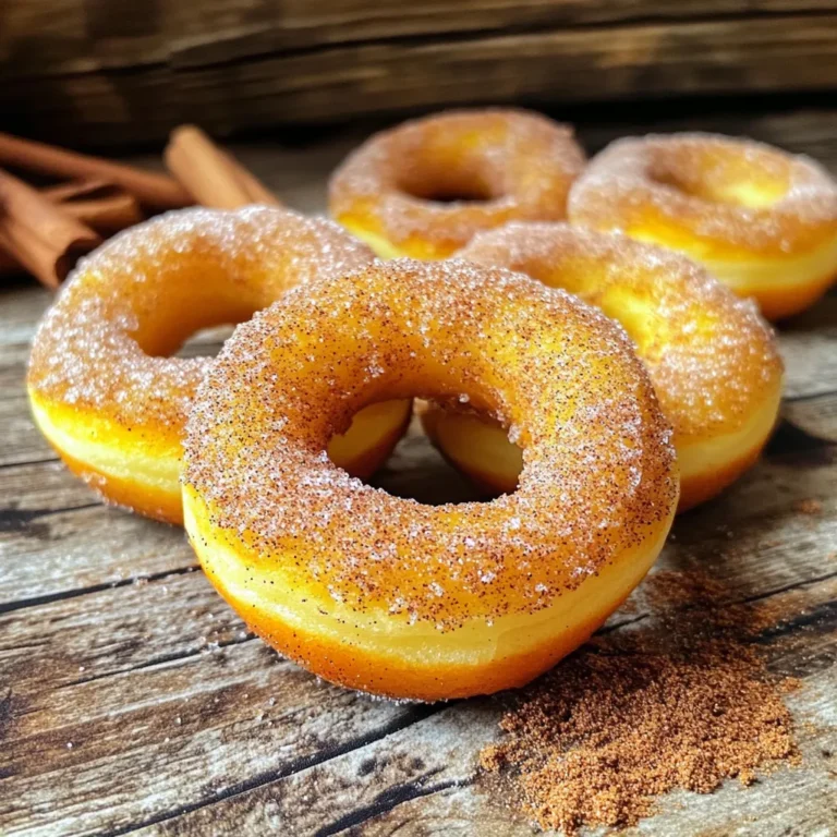 To make bakery-style apple cider donuts, gather these key ingredients: - 2 cups apple cider - 2 cups all-purpose flour - 1 cup granulated sugar - 2 teaspoons baking powder - 1 teaspoon baking soda - 1 teaspoon ground cinnamon - ½ teaspoon ground nutmeg - ½ teaspoon salt - ¼ cup unsalted butter, melted - 2 large eggs - ½ cup milk - 1 teaspoon vanilla extract - ¼ cup cinnamon sugar (for coating) Each ingredient plays a vital role in giving the donuts their rich flavor and soft texture. The apple cider provides a sweet and tangy base. The flour and sugar create that classic donut structure. Baking powder and soda help them rise. Spices like cinnamon and nutmeg add warmth, while salt enhances overall taste. The butter keeps the donuts moist, and eggs give them a nice lift. Milk and vanilla extract add creaminess and depth. Finally, the cinnamon sugar coating makes them irresistible. Now that you have the ingredients, you're one step closer to making these delicious treats! Start by pouring 2 cups of apple cider into a saucepan. Heat it on medium until it boils. Once it boils, reduce the heat to low. Let it simmer for 15 to 20 minutes. You want the cider to reduce to about 1 cup. This step makes the flavor stronger. After that, set it aside to cool. Grab a large bowl and whisk together the dry ingredients. You will need 2 cups of all-purpose flour, 1 cup of granulated sugar, 2 teaspoons of baking powder, and 1 teaspoon of baking soda. Add in 1 teaspoon of ground cinnamon, ½ teaspoon of ground nutmeg, and ½ teaspoon of salt. Mix well so everything is combined. In another bowl, mix the wet ingredients. Combine the cooled apple cider, ¼ cup of melted unsalted butter, and 2 large eggs. Add in ½ cup of milk and 1 teaspoon of vanilla extract. Whisk these together until they are smooth and blended. Now, pour the wet mix into the dry mix. Gently fold them together until just combined. Avoid overmixing; this helps keep the donuts light and fluffy. Use a piping bag or a spoon to fill the donut pan. Fill each cavity about ¾ full. Preheat your oven to 350°F (175°C) while you fill the pan. Bake the donuts for 12 to 15 minutes. Check them with a toothpick; it should come out clean when they are done. Let the donuts cool in the pan for 5 minutes. Then, transfer them to a wire rack. While the donuts are still warm, it’s time to coat them. You need ¼ cup of cinnamon sugar for this. You can roll each donut in the sugar or sprinkle it on top using a sifter. This adds a sweet, spicy finish that makes them irresistible. To make your donuts soft, avoid overmixing. When you mix wet and dry, stir just until they blend. This keeps your donuts light and fluffy. Use fresh ingredients for the best rise. Make sure your baking powder and baking soda are active. Test them by adding them to water. They should bubble up right away. For a deeper flavor, try adding a pinch of cloves or allspice. These spices can give your donuts an extra kick. You can also experiment with different sugars. Using brown sugar adds a richer taste. If you want a fruity twist, add some finely chopped apples to the batter. This makes each bite even more delicious. One common mistake is not reducing the apple cider enough. You want it thick and sweet. If you skip this step, your donuts may be too wet. Another mistake is checking for doneness too early. Use a toothpick to check. If it comes out clean, your donuts are ready. Lastly, don’t skip the cinnamon sugar coating. It adds a sweet and cozy finish. {{image_2}} To make glazed apple cider donuts, mix powdered sugar with a bit of milk. Dip each warm donut in this glaze. Shake off the excess. The glaze gives the donuts a sweet shine. You can add a pinch of cinnamon to the glaze for extra flavor. Try adding different spices to change up the flavor. You can use pumpkin spice instead of cinnamon and nutmeg. This gives a warm, autumn taste. For a kick, add a bit of ginger. Adjust the amounts to fit your taste. Each spice adds a new twist to the classic recipe. You can get creative with toppings. Drizzle chocolate or caramel sauce on top. Chopped nuts or sprinkles can give a nice crunch. For fillings, try apple pie filling or cream. Just pipe it into the donut after baking. These changes make each bite fun and different. To keep your bakery-style apple cider donuts fresh, store them in an airtight container. This helps maintain their soft texture. If you plan to eat them within a few days, keep them at room temperature. For longer storage, place them in the fridge. This can help them last up to a week. If you want to enjoy warm donuts, reheating is easy. Preheat your oven to 350°F (175°C). Place the donuts on a baking sheet. Heat them for about 5 to 8 minutes. You can also microwave them for about 15 seconds. Just be careful not to overdo it, as they can become tough. To freeze your apple cider donuts, first, let them cool completely. Then, wrap each donut in plastic wrap. Place them in a freezer-safe bag or container. They can stay fresh in the freezer for up to three months. To enjoy, just thaw them in the fridge overnight. Reheat when ready to eat. To make apple cider donuts vegan, swap eggs with flax eggs. Mix 1 tablespoon of ground flaxseed with 3 tablespoons of water. Let it sit for 5 minutes. Use plant-based milk instead of regular milk. Replace butter with coconut oil or vegan butter. Yes, you can use whole wheat flour. It makes the donuts denser and adds fiber. You may need to add a bit more liquid to the batter. Start with an extra tablespoon of milk to keep the right texture. Apple cider donuts stay fresh for about 2 to 3 days at room temperature. Store them in an airtight container to keep them moist. For longer storage, you can freeze them for up to 2 months. The best toppings include cinnamon sugar, maple glaze, or caramel drizzle. You can also add chopped nuts or sprinkles for extra crunch and color. Feel free to get creative with your favorite flavors! Yes, bottled apple cider works well for this recipe. Just make sure it’s pure cider with no added sugars or flavors. This keeps the taste authentic and delicious. You learned how to make tasty apple cider donuts, from ingredients to storage tips. I shared ways to mix and bake, plus tricks for great flavor. You can even make them vegan or try fun toppings. Keep this guide handy for perfect donuts each time. Enjoy your baking and share your love for these treats!