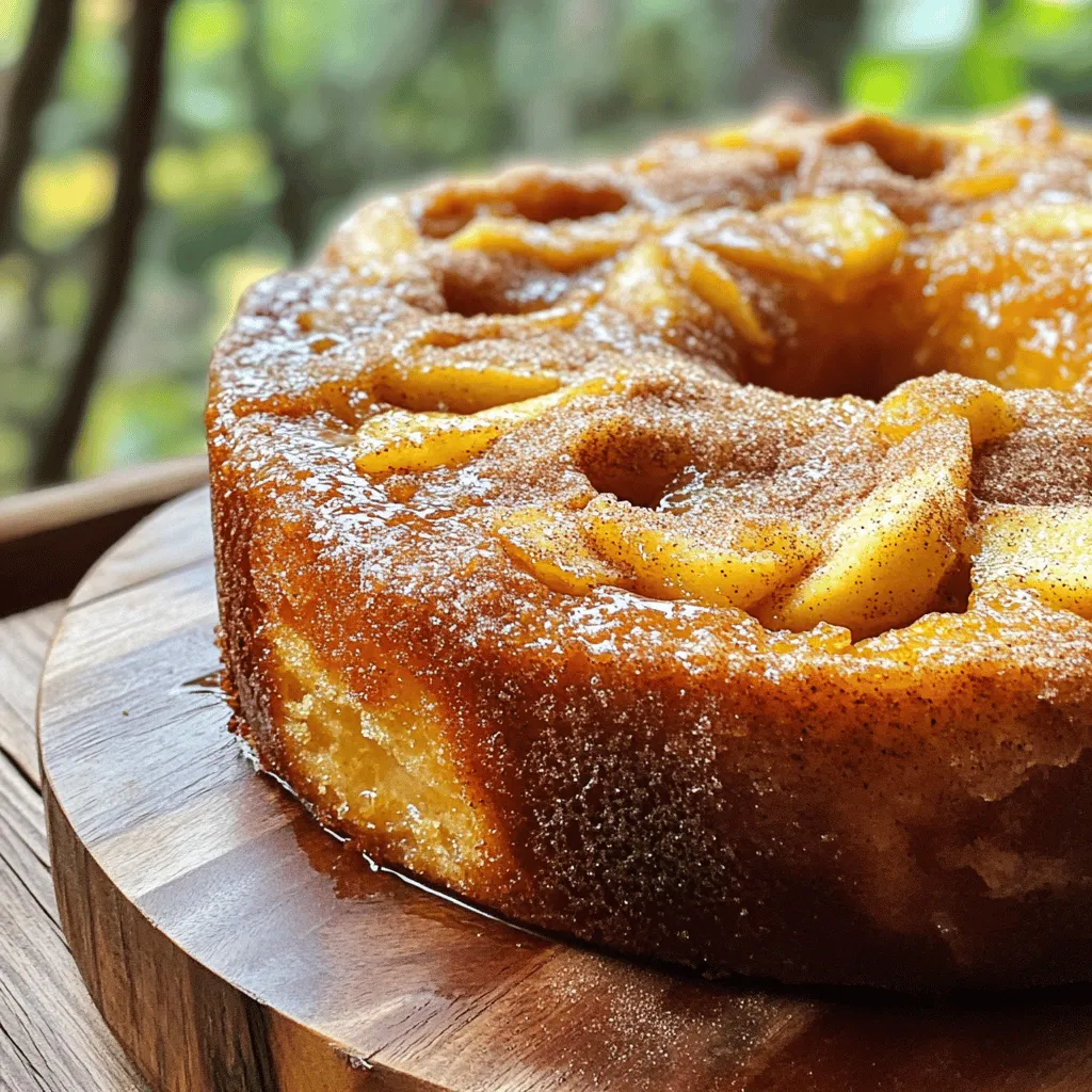 To create a delicious Apple Cider Donut Cake, you'll need: - 2 cups apple cider - 1 cup all-purpose flour - 1 cup whole wheat flour - 1 teaspoon baking powder - 1 teaspoon baking soda - 1 teaspoon ground cinnamon - ½ teaspoon ground nutmeg - ½ teaspoon salt - ¾ cup granulated sugar - ½ cup brown sugar, packed - ¾ cup unsweetened applesauce - ½ cup vegetable oil - 2 large eggs - 1 teaspoon vanilla extract These ingredients work together to give the cake its unique taste. The apple cider adds a rich flavor, while the spices bring warmth to each bite. You can make your cake even better with these optional items: - ½ cup granulated sugar (for topping) - 1 tablespoon ground cinnamon (for topping) These toppings give the cake a sweet and crunchy finish. You can also add nuts or chocolate chips if you want extra texture or sweetness. To make this cake, gather these essential tools: - 9-inch Bundt pan or tube pan - Saucepan - Mixing bowls - Whisk - Spatula - Wire rack Having the right equipment helps ensure your cake bakes evenly and comes out beautifully. First, you need to bring the apple cider to a boil. Use a saucepan and heat it over medium heat. Stir it gently. Once it's boiling, lower the heat to a simmer. Let it cook for about 15-20 minutes. You want it to reduce down to about 1 cup. This step adds a deep apple flavor to your cake. After that, remove it from the heat and let it cool slightly. While the cider cools, grab a mixing bowl. In it, whisk together the all-purpose flour and whole wheat flour. Add the baking powder, baking soda, ground cinnamon, ground nutmeg, and salt. Mix them well. This blend gives your cake the right texture and taste. In another large bowl, combine the granulated sugar and brown sugar. Add the unsweetened applesauce. Stir in the vegetable oil, eggs, and vanilla extract. Mix until the mixture is smooth and well combined. This step adds moisture and flavor to your cake. Once the apple cider has cooled, slowly pour it into the wet mixture. Stir continuously while you mix. Next, gradually fold in the dry ingredients. Be careful not to overmix. You want a smooth batter, but a few lumps are okay. This ensures your cake stays light and fluffy. Now, pour the batter into your prepared Bundt pan. Smooth the top with a spatula. Place it in the oven and bake at 350°F (175°C) for 30-35 minutes. To check if it's done, insert a toothpick into the center. If it comes out clean, your cake is ready. While the cake bakes, mix the remaining granulated sugar with the ground cinnamon in a small bowl. After the cake bakes, let it cool in the pan for 10 minutes. Carefully invert it onto a wire rack. Once cool, brush the top with melted butter. Sprinkle the cinnamon-sugar mix generously on top. This adds a sweet, crunchy finish to your cake. To keep your Apple Cider Donut Cake moist, start with the apple cider. Boil it down to concentrate the flavor. This step brings out the apple's natural sweetness and adds depth. Mix in unsweetened applesauce for added moisture. It helps to balance flavors and creates a tender crumb. Avoid overmixing your batter; mix just until combined. This keeps air bubbles intact, leading to a fluffy texture. To make the topping shine, mix granulated sugar with ground cinnamon in a bowl. Use a ratio of ½ cup sugar to 1 tablespoon cinnamon for the right balance. Brush the warm cake with melted butter before sprinkling the topping. This helps it stick well and adds richness. Apply the topping generously for that iconic donut-style crust. One common mistake is not reducing the apple cider enough. If it's too watery, the cake may end up dense. Also, check oven temperature before baking. An oven thermometer can help you avoid under or over-baking. Lastly, don't skip cooling the cake in the pan. This allows it to set and makes it easier to invert. {{image_2}} You can give your Apple Cider Donut Cake a new twist. Try adding nuts or chocolate chips. Chopped walnuts or pecans add crunch and flavor. Just fold in about half a cup before baking. If you prefer chocolate, use semi-sweet or dark chocolate chips. They will melt and create rich pockets of chocolate throughout the cake. Both options enhance taste and texture. If you need a gluten-free option, it's simple to adapt this recipe. Replace the all-purpose and whole wheat flours with a gluten-free flour blend. Look for a blend that includes xanthan gum. This helps with the texture. You may also need to adjust the baking time slightly. Keep an eye on the cake and check for doneness with a toothpick. Get creative with flavors to make your cake unique. Add caramel for a sweet twist. Drizzle it on top after baking or mix in chunks before baking. You can also experiment with spices. Try adding a pinch of ginger or cardamom for warmth. Each change brings a new taste, making your cake a special treat every time you bake. To keep your apple cider donut cake fresh, wrap it well. Use plastic wrap or aluminum foil. Place it in an airtight container. This keeps moisture in and air out. Store it at room temperature for up to three days. If you want to keep it longer, refrigerate it. Just make sure it is wrapped well to avoid drying out. You can freeze the apple cider donut cake if you have extra slices. First, let the cake cool completely. Then, cut it into slices. Wrap each slice tightly in plastic wrap. After that, place the slices in a freezer-safe bag or container. This way, you can enjoy your cake for up to three months. When you're ready to eat it, thaw the slices in the fridge overnight. When you serve this cake later, it’s best to warm it slightly. You can do this in the microwave for about 10-15 seconds per slice. Or, you can place it in a warm oven for a few minutes. This brings back the cake's lovely warmth and flavor. Also, consider adding a sprinkle of fresh cinnamon-sugar on top before serving. This adds a nice touch and makes it feel special! Yes, you can use fresh apple juice. However, apple cider has a richer flavor. It adds depth to the cake. If you choose juice, consider adding a bit of lemon juice for acidity. This cake lasts about 3 to 5 days at room temperature. Keep it in an airtight container to maintain its moisture. You can also store it in the fridge for a longer shelf life. I love serving this cake with whipped cream or vanilla ice cream. You can also pair it with a hot cup of cider or coffee. The warm spices make great flavors together. Yes, you can make the cake a day ahead. Just store it properly to keep it fresh. It tastes even better after sitting for a day as the flavors meld. Absolutely! Replace the eggs with flaxseed meal or applesauce. Use a plant-based oil in place of vegetable oil. Make sure to choose a vegan-friendly sugar for best results. This blog post covered how to make a delicious Apple Cider Donut Cake from scratch. You learned about the main ingredients, optional toppings, and key equipment needed. I shared step-by-step instructions to guide you through the baking process. Tips on keeping the cake moist and common mistakes to avoid can help you succeed. Remember, you can customize the cake with fun variations. Enjoy every slice and share it with others. Happy baking!