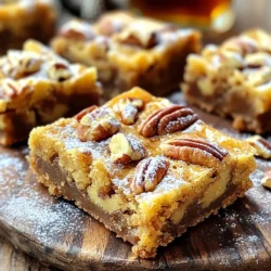 - 1 cup unsalted butter - 1 cup packed brown sugar - 1/2 cup granulated sugar - 2 large eggs - 1 tablespoon pure maple syrup - 1 teaspoon vanilla extract - 2 cups all-purpose flour - 1/2 teaspoon baking powder - 1/4 teaspoon baking soda - 1/2 teaspoon salt - 1 cup pecans, chopped - 1/2 cup white chocolate chips (optional) These ingredients come together to create a rich and sweet treat. The unsalted butter is key. It provides the base for that nutty brown butter flavor. The brown sugar gives the blondies a deep sweetness. Granulated sugar adds a nice balance. The eggs help bind everything together. Pure maple syrup and vanilla extract add warmth. They give your blondies that cozy flavor we all love. The all-purpose flour acts as the backbone. Baking powder and baking soda help the blondies rise and stay fluffy. Salt balances the sweetness. Chopped pecans add crunch and a nutty taste. If you want a creamy touch, add white chocolate chips. They melt beautifully in the blondies. Each ingredient plays a role, making these blondies hard to resist. - Butter alternatives: You can use coconut oil or vegan butter if you want a dairy-free option. - Sweetener options: Try using coconut sugar instead of brown sugar for a lower glycemic index. - Nut-free variations: If you have nut allergies, replace pecans with sunflower seeds. - Preheat your oven to 350°F (175°C). - Grease a 9x13 inch baking pan or line it with parchment paper. - In a medium saucepan, melt 1 cup of unsalted butter over medium heat. - Stir the butter frequently until it foams and turns golden brown, about 5-7 minutes. - Remove the saucepan from heat and let the butter cool slightly. - In a large mixing bowl, combine the brown butter with 1 cup of brown sugar and 1/2 cup of granulated sugar. - Stir until the mixture is well combined and smooth. - Crack in 2 large eggs and add 1 tablespoon of pure maple syrup and 1 teaspoon of vanilla extract. - Mix until everything is fully incorporated. - In a separate bowl, whisk together 2 cups of all-purpose flour, 1/2 teaspoon of baking powder, 1/4 teaspoon of baking soda, and 1/2 teaspoon of salt. - Gradually add the dry mix to the wet ingredients. Stir gently until just combined. - Fold in 1 cup of chopped pecans and 1/2 cup of white chocolate chips, if desired. - Pour the batter into the prepared baking pan and spread it evenly. - Bake for 20-25 minutes. A toothpick should come out with a few moist crumbs. - Let the blondies cool in the pan for at least 15 minutes before cutting into squares. To get the best texture, pay attention to your butter. You want it brown, but not burnt. Cooking it until it turns a rich golden color gives a nutty flavor. When mixing the batter, do not overmix. This keeps the blondies soft and chewy. You know your blondies are done when a toothpick comes out with a few moist crumbs. If it’s wet, they need more time. Check them after 20 minutes. For serving, these blondies shine with a dusting of powdered sugar. A drizzle of maple syrup adds extra sweetness. For a fun twist, serve them warm with a scoop of vanilla ice cream. This makes a great dessert. You can also top them with melted chocolate or caramel sauce. Chopped nuts or sprinkles can add texture and color. One key mistake is overmixing the batter. This can make your blondies tough instead of soft. Mix just until the flour disappears. Another common mistake is overbaking. Keep a close eye on them. If you bake too long, they turn dry. Always test for doneness early to avoid this. {{image_2}} You can change the taste of your blondies easily. Adding spices can bring warmth and depth. Try cinnamon for a cozy vibe or nutmeg for a hint of nutty flavor. Both spices mix well with the sweetness of maple syrup. You can also swap nuts for extra crunch. While pecans shine here, walnuts or almonds work great too. Each nut brings its own taste. This lets you create your own twist on the original recipe. Making these blondies gluten-free is simple. Just replace all-purpose flour with a gluten-free blend. Make sure the blend has a good texture. This keeps your blondies soft and chewy. If you want a vegan version, use flax eggs instead of regular eggs. Combine one tablespoon of ground flaxseed with three tablespoons of water. Let it sit for a few minutes to thicken. Use coconut oil or vegan butter in place of regular butter. You will still get that rich, nutty flavor. Blondies can fit any season with a few tweaks. During the holidays, try adding dried cranberries for a festive touch. Their tartness balances the sweet maple flavor. You can also use seasonal ingredients. In fall, add chopped apples for a fruity bite. In spring, consider using fresh strawberries for a light taste. These additions keep your blondies fresh and exciting throughout the year. To keep your brown butter maple pecan blondies fresh, store them at room temperature. Use an airtight container to keep them moist. Avoid direct sunlight and heat sources to maintain their texture. These blondies will last about 3 to 5 days at room temperature. They can also freeze well. Wrap them tightly in plastic wrap or foil, then place them in a freezer bag. They stay fresh for up to 3 months in the freezer. To enjoy your blondies warm, use the oven. Preheat it to 350°F (175°C). Place the blondies on a baking sheet and heat for about 5–10 minutes. You can also use the microwave. Heat them for about 15–20 seconds. Enjoy them warm with a drizzle of maple syrup or a scoop of ice cream! You can use oil instead of butter, but the taste will change. Butter adds a rich flavor that oil cannot match. If you want to try, use the same amount of oil. Your blondies may be softer but still tasty. To check if your blondies are done, insert a toothpick into the center. If it comes out with a few moist crumbs, they are ready. Be careful not to overbake them, or they will be dry. If you want a substitute for white chocolate chips, consider milk chocolate or dark chocolate chips. You can also skip them altogether for a nutty flavor. Try adding dried fruit for a fun twist. Yes, you can make these blondies ahead of time. They stay fresh for a few days in an airtight container. You can also freeze them for up to three months. Just thaw before serving for the best taste. This article guides you through making delicious blondies. You learned about the key ingredients and possible substitutions for your baking needs. We covered step-by-step instructions, tips for perfecting your blondies, and delicious variations. Remember to store them properly for the best taste and freshness. As you bake these treats, let your creativity shine. Explore different flavors and share your results. Enjoy the sweet journey of baking!