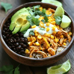 - 2 pounds boneless, skinless chicken thighs - 1 can (15 oz) black beans, drained and rinsed - 1 cup corn (fresh, frozen, or canned) - 2 tablespoons chipotle peppers in adobo sauce, minced - 1 teaspoon cumin - 1 teaspoon smoked paprika - 2 cups cooked brown rice or quinoa - 1 cup shredded cheese (cheddar or Mexican blend) - Fresh cilantro, chopped, for garnish - Avocado slices, for topping - Lime wedges, for serving You need these simple ingredients to make Slow Cooker Chipotle Chicken Burrito Bowls. The main stars are the chicken thighs, black beans, and corn. Chicken thighs keep the dish juicy and full of flavor. Black beans add protein and fiber. Corn brings a sweet crunch that balances everything. For spices, chipotle peppers give that smoky heat. Cumin and smoked paprika add depth to your dish. They make every bite feel special. Now let’s talk toppings. Serve your burrito bowls over cooked brown rice or quinoa. They are both healthy and filling. Shredded cheese adds creaminess. Fresh cilantro brightens the dish. Slices of avocado add richness, and lime wedges bring a zesty kick. These toppings make your meal look and taste amazing! First, take your chicken thighs and lay them in the slow cooker. Make sure they are flat and even. This helps them cook well. Using boneless, skinless thighs gives the best taste and texture. They stay juicy and tender. Next, grab a large bowl. In this bowl, mix together the black beans, corn, chopped onion, and minced garlic. Then, add the salsa and chipotle peppers. Sprinkle in the cumin and smoked paprika. Finally, add salt and pepper to taste. Stir everything until it blends nicely. This mix will add great flavor to your chicken. Now, pour the bean and corn mixture over the chicken in the slow cooker. Ensure the chicken is fully covered. Cover the slow cooker lid. Set it to low for 6-8 hours or high for 3-4 hours. The chicken is ready when it is tender and fully cooked. When the cooking time is up, use two forks to shred the chicken right in the slow cooker. Mix it well with the sauce. This makes sure every bite is packed with flavor. Now you can serve it over cooked brown rice or quinoa, topped with cheese, cilantro, and avocado slices. Enjoy your delicious meal! To get the best flavor in your Slow Cooker Chipotle Chicken Burrito Bowls, choose the right salsa. I like to use a salsa that matches your spice level. A mild salsa works well for kids, while a spicy salsa adds a nice kick for adults. You can also mix salsas for a balanced taste. Adjusting spice levels is easy, too. If you want more heat, add extra chipotle peppers. If you prefer less heat, cut back on them. Cooking time really matters for this dish. If you use the high setting, cook for about 3-4 hours. This gives the chicken a firmer texture. If you use the low setting, cook for 6-8 hours. The chicken will turn out super tender and flavorful. I prefer the low setting for a deep flavor. Just remember, check the chicken at the end of cooking. It should shred easily when done. Serving your burrito bowls can be fun and creative. Start with a base of cooked brown rice or quinoa. Top with the chipotle chicken mixture. Then sprinkle on some shredded cheese. Fresh cilantro adds a pop of color and flavor. For a creamy touch, add avocado slices. You can also serve with lime wedges. A squeeze of lime brightens all the flavors. This dish looks great and tastes even better! {{image_2}} You can switch out proteins easily in this dish. Try turkey or tofu for a twist. Both give great flavor and texture. You can also use lentils or chickpeas instead of black beans. Feel free to add other veggies too. Bell peppers, zucchini, or spinach mix well with the chicken. If you want a gluten-free meal, use certified gluten-free salsa and rice. For a dairy-free option, skip the cheese or use a dairy-free alternative. You can still enjoy the dish without these ingredients. Just make sure to check labels on all products. Boost the flavor by adding more spices. Cumin and smoked paprika work well. You can also try chili powder for extra heat. For a tangy touch, add lime juice or a splash of hot sauce. These small changes can make a big difference. Store your leftover Chipotle Chicken Burrito Bowls in an airtight container. This keeps them fresh. Make sure to cool the dish to room temperature before sealing. You can refrigerate the leftovers for up to four days. When you want to eat them again, just pull them out and enjoy! To freeze your burrito bowls, portion them into freezer-safe bags. Remove as much air as possible. Label the bags with the date and contents. You can freeze these meals for up to three months. This is perfect for quick meals later! Reheat your burrito bowls in the microwave for quick results. Use a microwave-safe dish and cover it to keep moisture in. Heat in short bursts, stirring in between. If you want to use the stove, heat on low in a pot. Add a splash of water to keep it moist. Always check that it is hot throughout before serving. Enjoy the same great taste! Yes, you can use frozen chicken. Just remember to adjust the cooking time. Cooking frozen chicken takes longer. If using frozen thighs, cook on high for about 5-6 hours or low for 8-10 hours. Ensure the chicken reaches 165°F for safety. These burrito bowls pair well with many sides. Try these options: - Fresh guacamole for creaminess - Tortilla chips for crunch - A simple green salad for freshness - Additional toppings like sour cream or jalapeños These sides enhance the meal and add fun flavors. To adapt this for an Instant Pot, use these steps: 1. Set your Instant Pot to the sauté mode and brown the chicken briefly. 2. Add the mixed ingredients straight to the pot with the chicken. 3. Seal the lid and cook on high pressure for about 15 minutes. 4. Let the pressure release naturally for 10 minutes, then quick release the rest. This method gives you tender chicken and a flavorful dish in less time. This blog post covered how to make tasty Chipotle Chicken Burrito Bowls. We discussed the main ingredients like chicken, black beans, and corn. I shared spices that boost flavor, like chipotle peppers and cumin. You learned how to prepare, cook, and serve the dish, plus tips for delicious variation. Remember, you can adjust ingredients to fit your diet too. Enjoy these bowls with friends and family. You’ll love how easy and flavorful they are!
