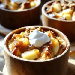 - 6 cups stale bread, cubed (such as challah or brioche) - 4 large eggs - 2 cups whole milk - 1 cup heavy cream - 1 cup granulated sugar - 1 teaspoon vanilla extract - 1 teaspoon ground cinnamon - 1/2 teaspoon nutmeg - 3 medium apples, peeled, cored, and diced (preferably Granny Smith) - 1 cup caramel sauce (store-bought or homemade) - 1/2 cup walnuts or pecans, chopped (optional) - Fresh whipped cream for serving (optional) Gather these simple ingredients to create a warm and cozy dessert. The stale bread gives the pudding a nice texture. Eggs, milk, and cream form a rich custard. The sugar sweetens the dish, while vanilla, cinnamon, and nutmeg add flavor. Apples bring a tart bite that pairs well with caramel. You can use walnuts or pecans for crunch if you like. Lastly, fresh whipped cream makes each bite even better. When you have all these ingredients ready, you will be set for a delightful baking experience. Each element contributes to a comforting and delicious dessert that brings joy to any table. First, set your oven to 350°F (175°C). This temperature gives the bread pudding a nice, golden top. Next, grab a 9x13-inch baking dish and grease it well. You can use butter or cooking spray. This step helps the pudding come out easily after baking. In a large bowl, crack open four large eggs. Then, add two cups of whole milk and one cup of heavy cream. This mix makes the pudding rich and creamy. Next, pour in one cup of granulated sugar, one teaspoon of vanilla extract, one teaspoon of ground cinnamon, and half a teaspoon of nutmeg. Whisk everything together until it blends well. This custard is the heart of your dessert. Take your greased baking dish and spread six cups of cubed stale bread evenly in it. Use bread like challah or brioche for the best taste. Then, sprinkle three diced Granny Smith apples over the bread. If you like, add half a cup of chopped walnuts or pecans for some crunch. Pour the custard mixture over the bread and apples. Press down gently so the bread soaks up the custard. This step is key to a moist pudding. Drizzle half of the caramel sauce on top. Let it sit for 15 to 20 minutes to soak in. Place your baking dish in the oven. Bake for 45 to 50 minutes. The top should turn golden brown, and the pudding should set. After baking, let it cool for about 10 minutes. Then, drizzle the remaining caramel sauce over the top. Serve your warm bread pudding with fresh whipped cream if you wish. Each bite will be a cozy delight! Use stale bread for the best texture. I recommend challah or brioche. These breads soak up the custard well and add a rich flavor. Fresh bread can turn mushy, so avoid that. If you can, leave your bread out overnight to dry. You can also toast it lightly for an extra crunchy bite. To get the perfect texture, soak the bread long enough. After you mix the custard, pour it over the bread. Press down gently so the bread absorbs the liquid. Let it sit for 15 to 20 minutes before baking. This step is key to a moist, creamy pudding. Bake until the top is golden brown. This gives a nice contrast to the soft inside. For a lovely presentation, serve the pudding in ramekins. Drizzle extra caramel sauce on top for a sweet touch. A dollop of fresh whipped cream adds a light finish. You can also sprinkle chopped nuts for crunch. These simple steps make your dessert look special and inviting. Enjoy the cozy, warm dessert with friends and family. {{image_2}} You can change the flavor of your caramel apple bread pudding in fun ways. Swap out apples for other fruits. Pears or peaches work great too. You can even mix fruits to add layers of taste. Adding spices makes the dish shine. Try ginger or cardamom for a warm twist. You can also add a few chocolate chips for a sweet surprise. They melt and add richness to each bite. When it comes to sauce, you have options. You can make caramel sauce at home. It is simple and tastes fresh. Just melt sugar until it turns brown and stir in cream. If you want to save time, store-bought caramel works just fine. You can also use chocolate sauce, vanilla sauce, or even a fruit sauce. Each one adds its own unique touch to this cozy dessert. Store leftover bread pudding in an airtight container. Keep it in the fridge for up to three days. If you want to enjoy it later, make sure to cool it down first. Cover it well to keep it fresh and moist. To reheat, take a slice of bread pudding from the fridge. Place it on a microwave-safe plate. Heat it in the microwave for about 30 seconds. If it’s still cold, heat for another 15 seconds. You can also warm it in the oven. Set the oven to 350°F (175°C) and cover it with foil. Bake for about 10-15 minutes until warm. You can freeze bread pudding for up to three months. Cut it into portions and wrap each piece tightly in plastic wrap. Then, place the wrapped pieces in a freezer bag. Label the bag with the date. To enjoy later, thaw it in the fridge overnight. Reheat it as needed. Freezing keeps the flavors rich and tasty. Yes, you can make this recipe ahead of time. Prepare the bread pudding up to the point of baking. Cover it with foil and place it in the fridge overnight. When you're ready, bake it straight from the fridge. Just add a few extra minutes to the baking time. This way, you can enjoy fresh bread pudding without the last-minute rush. The best type of apple for this recipe is Granny Smith. They are tart and hold their shape well when baked. Their flavor balances the sweetness of the caramel sauce. You can also try Honeycrisp or Fuji apples for some extra sweetness. Just make sure to peel and core them before dicing. Yes, you can substitute dairy-free ingredients if needed. Use almond milk or oat milk in place of whole milk. For heavy cream, try coconut cream or a dairy-free whipping cream. Make sure to check labels for any added sugars. These swaps will keep your bread pudding delicious while being dairy-free. This blog post covers a delicious bread pudding recipe, highlighting key ingredients and steps. You learned how to prepare, bake, and serve with flair. We discussed tips for choosing the right bread, perfecting texture, and creative variations. Lastly, I shared storage methods to keep your dessert fresh and tasty. Embrace this recipe to impress friends and family. Enjoy the warm flavors and fun options! It's worth the effort!