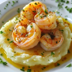 - 1 pound large shrimp, peeled and deveined - 4 medium potatoes, peeled and cubed - 4 cloves garlic, minced - 1/2 cup heavy cream - 1/4 cup unsalted butter - 2 tablespoons olive oil - 1 teaspoon paprika - 1 teaspoon lemon zest - Salt and pepper to taste - Fresh parsley, chopped (for garnish) The key to making garlic shrimp over mashed potatoes is having the right ingredients. You need large shrimp for a juicy bite. Potatoes are the base for the creamy side. Garlic gives a strong flavor that pairs well with shrimp. Heavy cream and butter make your mashed potatoes rich and smooth. Seasonings bring the dish to life. Paprika adds color and warmth. Lemon zest brightens the shrimp and adds freshness. Salt and pepper are essential for flavor. Finally, fresh parsley gives a pop of color and taste. Now, let’s get cooking! {{ingredient_image_1}} To start, you need to cook the potatoes. Grab four medium potatoes, peel and cube them. Place the cubes in a large pot and cover them with water. Bring the water to a boil and cook for about 15 to 20 minutes. The potatoes should be tender when you poke them with a fork. Once done, drain the water and return the potatoes to the pot. Next, you will make them creamy. Add half a cup of heavy cream, a quarter cup of unsalted butter, and some salt and pepper to taste. Mash the potatoes until they are smooth and creamy. If you need to, adjust the seasoning to suit your taste. Set the mashed potatoes aside while you prepare the shrimp. Now, it's time to cook the shrimp. Heat two tablespoons of olive oil in a large skillet over medium heat. Add four minced garlic cloves to the hot oil and sauté them for about one minute. You want the garlic to become fragrant but be careful not to let it burn. After that, add one pound of peeled and deveined large shrimp to the skillet. Sprinkle in one teaspoon of paprika, one teaspoon of lemon zest, and some salt and pepper. Cook the shrimp for three to four minutes. They are done when they turn pink and opaque. Stir occasionally to ensure even cooking. Finish by squeezing the juice of one lemon over the shrimp. Toss everything together to combine the flavors. Once cooked through, remove the skillet from the heat. Now it’s time to plate your dish. Spoon a generous portion of the creamy mashed potatoes onto each plate. Make a small well in the center of the potatoes for a nice presentation. Top the mashed potatoes with the garlic shrimp mixture. To add a pop of color and freshness, garnish each plate with chopped fresh parsley. For an extra touch, drizzle some of the shrimp cooking oil around the plate. Enjoy your Garlic Shrimp over Mashed Potatoes! Choosing the right potatoes: I recommend using Yukon Gold or Russet potatoes. They are starchy and creamy. Avoid waxy potatoes like red or new potatoes. Tips for mashing: - Boil the cubed potatoes until they are very tender, about 15-20 minutes. - Drain them well before mashing. - Use a potato masher or a ricer for a smooth texture. - Add heavy cream and butter while mashing. This makes them rich and creamy. - Always taste and adjust seasonings like salt and pepper. Ensuring shrimp are cooked properly: Cook the shrimp in a hot skillet. They should turn pink and opaque in 3-4 minutes. - Avoid overcooking; they will become rubbery. - Stir occasionally for even cooking. Adjusting seasoning for taste: Start with salt, pepper, and paprika. Adjust based on your taste. - Add more lemon juice if you want a tangy flavor. - Fresh herbs like parsley can also enhance the taste. Plating techniques: Spoon the creamy mashed potatoes onto the plate first. - Create a well in the center for the shrimp. - It adds height and looks great! Enhancing visual appeal: Drizzle the shrimp cooking oil around the plate. - This adds color and flavor. - Finish with a sprinkle of chopped parsley on top. - It gives a fresh look and vibrant color. Pro Tips Fresh Shrimp Matters: Always choose fresh shrimp for the best flavor and texture. If using frozen, ensure they are fully thawed before cooking. Perfectly Creamy Potatoes: For ultra-creamy mashed potatoes, use a potato ricer instead of a masher to achieve a smooth consistency. Garlic Timing: Add minced garlic to the oil just until fragrant; overcooking can lead to bitterness. Keep an eye on it! Garnish for Flavor: Fresh parsley not only adds color but also brightens the dish. Consider adding a sprinkle of lemon zest on top for an extra zing! {{image_2}} You can switch up the seafood in this dish. Instead of shrimp, try scallops or fish. Both options cook quickly and work well with garlic. You can also use crab meat for a sweet twist. If you want a vegetarian version, mushrooms are a great choice. Portobello or cremini mushrooms can add a rich flavor. Sauté them in the same way as shrimp for a hearty meal. Spice lovers can add red pepper flakes to the shrimp. This will give your dish a nice kick. Start with a pinch and adjust according to your taste. You can also enhance the dish with fresh herbs. Basil, cilantro, or thyme can add bright notes. Just chop them finely and sprinkle on top before serving. Pair this dish with sides like steamed broccoli or a fresh salad. Both will balance the richness of the mashed potatoes. You can also serve it with a crusty bread to soak up the sauce. For creative serving, use a bowl or a deep plate. Create a well in the mashed potatoes and place shrimp in the center. Drizzle some shrimp cooking oil around the dish for flair. It makes the plate look stunning and adds flavor. Store your garlic shrimp and mashed potatoes in the fridge. Use airtight containers to keep them fresh. They last about 3 days. Make sure they cool down before storing. This helps prevent sogginess. Label the containers with the date. This way, you know when to eat them. You can freeze leftovers for later meals. First, let the shrimp and potatoes cool completely. Then, place them in freezer-safe bags. Remove as much air as possible. This keeps them from freezer burn. They can stay in the freezer for up to 3 months. When ready to eat, thaw them in the fridge overnight before reheating. Reheat your garlic shrimp and mashed potatoes easily. For the shrimp, use a skillet over medium heat. Stir gently until heated through. For the mashed potatoes, use the microwave or stove. Add a splash of cream to keep them creamy. Heat them slowly and stir often. Enjoy your meal as if it were fresh! You can use several options if you need a heavy cream substitute. Here are some ideas: - Milk and butter: Mix 1/4 cup of melted butter with 3/4 cup of milk. - Greek yogurt: Use plain Greek yogurt for a thick and creamy texture. - Coconut cream: This gives a rich flavor and is dairy-free. - Soy or almond milk: Use with a bit of cornstarch for thickness. These substitutes can change the taste slightly, so choose based on your preferences. Yes, you can prepare this dish ahead of time. Here’s how to do it: - Mashed potatoes: Make them a day prior. Store in the fridge in a sealed container. Reheat gently with a splash of milk. - Garlic shrimp: Cook them up to a few hours beforehand. Store in the fridge. Reheat carefully to avoid overcooking. This makes serving easy and quick! Shrimp cook quickly and are easy to check. Here are some signs: - Color change: They turn from gray to pink. - Texture: They should be firm and opaque. - Time: Typically, shrimp need about 3-4 minutes in the pan. When they look like this, they are ready to enjoy! This blog post detailed a simple, delicious dish featuring garlic shrimp and creamy mashed potatoes. We covered the main ingredients, cooking steps, and helpful tips for the best results. Remember, using fresh ingredients improves flavor. Experiment with variations like different seafood or spices to suit your taste. Proper storage keeps leftovers fresh. Enjoy the joy of cooking and sharing this meal with friends and family. With the right steps, you can make a dish worth repeating. Let your creativity shine in the kitchen, and happy cooking!