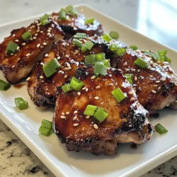 - 4 boneless, skinless chicken thighs - 1/4 cup hoisin sauce - 1/4 cup low-sodium soy sauce - 2 tablespoons honey - 2 tablespoons rice vinegar - 1 tablespoon sesame oil - 2 cloves garlic, minced - 1 teaspoon fresh ginger, grated - 1 teaspoon five-spice powder - 1 tablespoon red food coloring (optional) - Sesame seeds (for garnish) - Chopped green onions (for garnish) You can swap hoisin sauce with teriyaki sauce for a different taste. If you need a gluten-free option, use tamari instead of soy sauce. Maple syrup can replace honey, giving it a nice sweetness. Rice vinegar can be switched with apple cider vinegar, but it may change the flavor slightly. For sesame oil, you can use vegetable oil in a pinch. When choosing chicken, look for thighs that are pink and firm. The skin should be smooth with no bruises. For garlic and ginger, pick firm roots with no soft spots. Fresh ginger should smell strong and spicy. Choose hoisin sauce with no added preservatives for the best flavor. Always check the expiration dates on sauces. {{ingredient_image_1}} To start, you need to make the marinade. Grab a medium bowl. Add the hoisin sauce, soy sauce, honey, rice vinegar, sesame oil, minced garlic, grated ginger, and five-spice powder. If you want a bright color, mix in the red food coloring. Whisk everything until it blends well. Next, take your chicken thighs and put them in a resealable plastic bag or a shallow dish. Pour the marinade over the chicken. Make sure every piece is coated. Seal the bag or cover the dish. Place it in the fridge for at least 2 hours, or even overnight for the best flavor. Now, preheat your oven to 400°F (200°C). Line a baking sheet with aluminum foil. This will help with cleanup. Place a wire rack on top of the baking sheet. This allows air to flow around the chicken. After marinating, take the chicken out of the marinade. Keep some marinade aside for basting later. Lay the chicken on the wire rack and bake for 20 minutes. After 20 minutes, brush the chicken with the reserved marinade. Bake for another 10 minutes. Make sure the chicken reaches an internal temperature of 165°F (75°C). For a charred finish, broil the chicken for 2–3 minutes. Keep a close eye to avoid burning. Once the chicken is done, take it out of the oven. Let it rest for a few minutes before slicing. This helps keep the juices in. For the final touch, sprinkle sesame seeds and chopped green onions on top. This not only looks great but adds flavor too. Serve the Char Siu Chicken with rice, noodles, or veggies for a complete meal. Enjoy your flavorful dish! To make the best marinade, mix hoisin sauce and soy sauce together. Add honey for sweetness, then rice vinegar for a bit of tang. Sesame oil brings depth, while garlic and ginger add flavor. If you like color, add red food coloring. Let the chicken soak in this mix for at least two hours, or overnight. This wait helps the chicken absorb all the tasty flavors. Preheat your oven to 400°F (200°C) before baking the chicken. Use a wire rack on a baking sheet. This way, hot air can circulate around the chicken. Bake for 20 minutes, then brush it with the reserved marinade. Bake for another 10 minutes until the chicken hits 165°F (75°C). If you want a charred touch, broil for 2–3 minutes. Keep an eye on it to avoid burning. One common mistake is skipping the marinating time. Short marination makes the chicken bland. Also, avoid overcrowding the baking sheet. This can cause uneven cooking. Lastly, don’t forget to use a meat thermometer. It helps ensure the chicken is safe to eat. Remember, resting the chicken is key for juicy meat—let it sit before slicing! Pro Tips Marinate Longer for Better Flavor: For the best results, marinate the chicken overnight. This allows the flavors to penetrate the meat more deeply, resulting in a more delicious dish. Use Fresh Ingredients: Fresh garlic and ginger will enhance the flavor of your marinade significantly. Dried spices can be convenient, but fresh will provide a more vibrant taste. Check Internal Temperature: Always use a meat thermometer to ensure your chicken is cooked properly. The internal temperature should reach 165°F (75°C) for safe consumption. Customize Your Marinade: Feel free to adjust the sweetness or spice level of your marinade according to your taste. Add more honey for sweetness or chili flakes for heat! {{image_2}} You can use other proteins to make Char Siu. Try pork, beef, or even tofu. Each protein will absorb the marinade well. For pork, use pork belly or tenderloin. For beef, flank steak works nicely. Cut the meat into thin slices for better flavor. Adjust cooking times to ensure each protein cooks properly. For a vegetarian take, use mushrooms or eggplant. Both can soak up the marinade. Portobello mushrooms give a meaty texture. Slice them thickly for grilling. Eggplant absorbs flavors well; just slice and marinate. You can also use seitan for a meat-like texture. Cook these in the same way as chicken for great taste. You can tweak the flavor of Char Siu chicken in many ways. Add more garlic or ginger for a bolder taste. Try using lime juice instead of rice vinegar for a tangy twist. For a spicy kick, add chili paste or fresh peppers. Experiment with different spices like coriander or cumin. These will create unique flavor profiles. To keep your Char Siu Chicken fresh, store it in an airtight container. Allow the chicken to cool to room temperature first, then cover it tightly. This way, it stays flavorful and moist. You can keep it in the fridge for up to four days. If you see any signs of spoilage, do not eat it. If you want to save your leftovers longer, freezing is a great option. Wrap the chicken tightly in plastic wrap or aluminum foil. Then, place it in a freezer-safe bag. Label the bag with the date. You can freeze it for up to three months. When you’re ready to eat it, thaw it in the fridge overnight. To reheat your Char Siu Chicken, use the oven for the best taste. Preheat your oven to 350°F (175°C). Place the chicken on a baking sheet and cover it with foil. Heat for about 10-15 minutes, or until warm. You can also use a microwave, but it may dry out the chicken. If you do microwave, use a low power setting and check it often. Enjoy your meal just as tasty as the first time! Char Siu chicken is a popular dish from Chinese cuisine. It features chicken marinated in a sweet and savory sauce. The marinade often includes hoisin sauce, soy sauce, honey, and spices. This dish gets its name from the Cantonese word for "fork roast." The chicken cooks until tender with a slightly charred glaze. It’s colorful and packed with flavor. You can serve it over rice or in a wrap. Yes, you can make Char Siu chicken in advance. Preparing the chicken the night before can enhance the flavor. Marinate the chicken for at least two hours, but overnight is best. After marinating, store the chicken in the fridge. You can also cook it ahead of time. Just let it cool and store it in an airtight container. Reheat when you’re ready to eat. To check if your chicken is fully cooked, use a meat thermometer. Insert it into the thickest part of the chicken. The internal temperature should reach 165°F (75°C). If you don’t have a thermometer, cut into the chicken. The meat should be white with no pink inside. Juices should run clear. Cooking it too long can make it dry, so keep an eye on it. This article covered everything you need for making Char Siu chicken. We discussed the key ingredients and substitutions to try. You learned step-by-step instructions, tips for a great bake, and common mistakes to avoid. We also explored variations, storage methods, and answered your top FAQs. You can now make this dish with confidence. Enjoy experimenting with flavors and techniques, and don’t forget to share your results! Happy cooking!