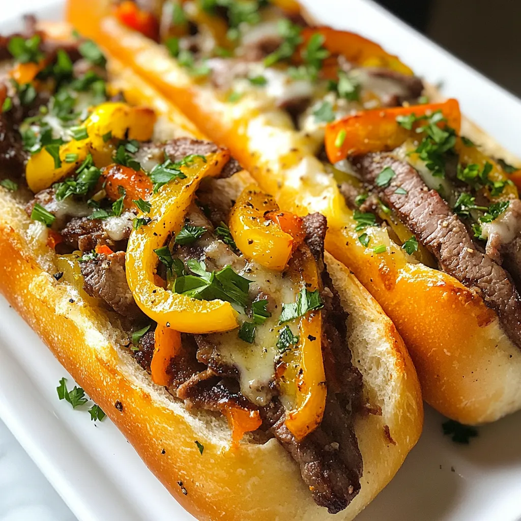 - 1 package of refrigerated pizza dough - 1 cup thinly sliced ribeye steak - 1/2 cup bell peppers (mixed colors), thinly sliced - 1/2 cup onion, thinly sliced - 1 cup provolone cheese, shredded - 2 tablespoons olive oil - 1 teaspoon garlic powder - 1 teaspoon Italian seasoning - Salt and pepper to taste - Fresh parsley, chopped (for garnish) For this recipe, you need one package of refrigerated pizza dough. This dough saves time and adds great texture. You will also need one cup of thinly sliced ribeye steak. Choose a good cut for the best flavor. Use half a cup of mixed bell peppers, and feel free to pick your favorite colors. Onions add sweetness, so use half a cup, thinly sliced. The provolone cheese should be shredded for easy melting. Use two tablespoons of olive oil to sauté the veggies and meat. For seasoning, one teaspoon each of garlic powder and Italian seasoning works well. Finally, add salt and pepper to taste. Garnish with fresh parsley for a pop of color. If you can't find ribeye steak, use flank steak or even chicken. For a vegetarian option, try mushrooms or eggplant. You can swap provolone cheese for mozzarella or cheddar if you prefer. Olive oil can be replaced with butter for a richer flavor. If you want a kick, add some crushed red pepper flakes instead of or with the Italian seasoning. {{ingredient_image_1}} First, preheat your oven to 400°F (200°C). This is usually the right temp for pizza dough. Follow the instructions on the package to ensure the best bake. Preheating helps the breadsticks rise and become golden. Next, heat a skillet over medium heat. Add two tablespoons of olive oil. Once hot, toss in half a cup of sliced onions and half a cup of bell peppers. Sauté these for 5-7 minutes. You want them soft and a bit caramelized. After that, add 1 cup of sliced ribeye steak. Season with salt, pepper, garlic powder, and Italian seasoning. Cook for about 3-5 minutes until the steak is browned. Once done, remove from heat and let it cool slightly. Now, roll out the pizza dough on a floured surface. Aim for a rectangle shape. Cut the dough into strips that are about 1 inch wide. Take a spoonful of the steak and pepper mix. Place it at one end of each strip. Don't forget to add a sprinkle of provolone cheese on top. Carefully roll each strip from the filled end to the other. Pinch the edges to seal the filling inside. Place the rolled breadsticks on a baking sheet lined with parchment paper. Brush the tops with a bit of olive oil. If you want, sprinkle more garlic powder on top. Bake in the preheated oven for about 15-20 minutes. Look for a golden brown color. Once baked, let them cool for a couple of minutes. Garnish with chopped fresh parsley before you dig in! To make the best breadsticks, focus on the dough. Use refrigerated pizza dough for ease. Roll it out on a floured surface to avoid sticking. Aim for a rectangle shape, about ¼ inch thick. Cut the dough into strips, roughly 1 inch wide. This size helps you get a nice filling ratio. If the dough tears, pinch it back together. A tight roll keeps the filling inside. For these breadsticks, ribeye steak works best. It has great flavor and tenderness. Slice it thinly for quick cooking. If you prefer, you can use flank steak or sirloin as alternatives. Just make sure to slice it against the grain. This method keeps the meat nice and tender. If you're not a beef fan, try chicken or turkey. Just adjust cooking times accordingly. Seasoning is key to tasty breadsticks. Use garlic powder for a savory kick. Italian seasoning adds depth and warmth. Don't forget salt and pepper to taste. You can also sprinkle in some crushed red pepper for heat. Fresh herbs like parsley or basil can brighten the flavor. Always taste your filling before rolling it up. Adjust the spices to suit your palate. This way, every bite will be bursting with flavor! Pro Tips Use Fresh Ingredients: For the best flavor, opt for fresh bell peppers and ribeye steak. Fresh ingredients will enhance the overall taste of your breadsticks. Perfectly Seasoned Meat: Don’t skip on seasoning your steak well with salt and pepper. This step is crucial for bringing out the rich flavors of the ribeye. Rolling Technique: Roll the dough tightly around the filling to ensure that the cheese melts evenly and the filling doesn’t spill out during baking. Customize Your Cheese: While provolone is traditional, feel free to mix in mozzarella or cheddar for a different flavor profile that suits your taste. {{image_2}} You can easily make a vegetarian version of these breadsticks. Instead of ribeye steak, use mushrooms or zucchini. These veggies offer great flavor and texture. Sauté onions and bell peppers with your chosen vegetables. This keeps the spirit of the dish alive while making it meat-free. You can also add cooked lentils for protein. Cheese can change the taste of your breadsticks. Provolone is classic, but you can try mozzarella, cheddar, or even gouda. Each cheese adds its own twist to the dish. If you want a sharper flavor, use aged cheddar. For a creamier texture, opt for mozzarella. Mixing cheeses can also create a fun flavor blend. Want a spicy kick? Add jalapeños or crushed red pepper to the filling. You can also include spices like cumin or smoked paprika for depth. If you enjoy herbs, fresh basil or cilantro can brighten the flavor. Try adding olives or sun-dried tomatoes for an extra layer of taste. These choices let you customize your breadsticks to suit your taste. To keep your Philly cheesesteak breadsticks fresh, store them in an airtight container. Place parchment paper between layers if stacking. This helps avoid sogginess. They will stay good in the fridge for about 3 days. To reheat, preheat your oven to 350°F (175°C). Place the breadsticks on a baking sheet. Heat them for about 10-15 minutes. This will keep them crispy. You can also microwave them for 30-40 seconds, but they may become soft. If you want to freeze your breadsticks, wrap each one in plastic wrap. Then, place them in a freezer bag. They can last up to 2 months in the freezer. When ready to eat, thaw in the fridge overnight and reheat as mentioned above. To reheat these breadsticks, the oven works best. Preheat your oven to 350°F (175°C). Place the breadsticks on a baking sheet. Bake for about 10 minutes or until warm. This keeps them crispy. You can also use a microwave, but they may get soggy. Yes, you can make these breadsticks ahead of time. Prepare the filling and roll them up. Store them in the fridge for up to two days. Just bake them when you're ready to eat. You can also freeze the rolled breadsticks for later use. Thaw them in the fridge before baking. These breadsticks pair well with many sides. Try serving them with a side salad. A simple green salad with ranch dressing is great. You can also serve them with marinara sauce for dipping. For a fun twist, try spicy mustard or a creamy cheese dip. You will know the breadsticks are done when they are golden brown. Check the color of the tops. They should be a nice, rich brown. You can also tap the bottom; it should sound hollow. If you see that, they’re ready to enjoy! We covered the essential ingredients and provided helpful tips for making Philly Cheesesteak Breadsticks. You learned how to prepare the dough, choose the right meat, and add flavor. Don’t forget the fun variations, like a vegetarian option or different cheeses. Store leftovers well to enjoy later. Use this guide to make tasty breadsticks that impress everyone. Apply these steps, and you'll master this recipe in no time!