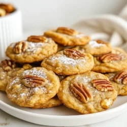 Vegan Pecan Pie Cookies require simple and wholesome ingredients. Here’s what you need: - 1 cup all-purpose flour - 1/2 cup almond flour - 1/2 cup brown sugar - 1/4 cup coconut oil, melted - 1/4 cup maple syrup - 1 teaspoon vanilla extract - 1/2 teaspoon baking soda - 1/4 teaspoon salt - 1 cup pecans, chopped - 1/4 cup dairy-free chocolate chips (optional) These ingredients make a chewy and sweet cookie with a nutty flavor. The mix of all-purpose and almond flour gives a great texture. Coconut oil adds richness and moisture. Maple syrup serves as a natural sweetener, tying all flavors together. Chopped pecans bring that classic pecan pie taste, making each bite delightful. If you like, add dairy-free chocolate chips for a fun twist. This cookie recipe is easy to follow and uses ingredients you can find in most kitchens. Enjoy making these treats as you gather the ingredients! {{ingredient_image_1}} - Preheat oven and prepare baking sheet First, set your oven to 350°F (175°C). Line your baking sheet with parchment paper. This step helps the cookies not stick. - Combine dry ingredients In a large bowl, mix together 1 cup of all-purpose flour, 1/2 cup of almond flour, 1/2 cup of brown sugar, 1/2 teaspoon of baking soda, and 1/4 teaspoon of salt. Stir until everything is well mixed. - Mix wet ingredients In another bowl, whisk together 1/4 cup of melted coconut oil, 1/4 cup of maple syrup, and 1 teaspoon of vanilla extract. Whisk until smooth and blended. - Combine wet and dry mixtures Pour the wet mix into the dry ingredients. Stir gently until the dough comes together. It will be soft and a bit sticky. - Shape the cookies Take tablespoon-sized amounts of the dough and place them on the prepared baking sheet. Leave about 2 inches of space between each cookie. Flatten each one slightly with your fingers. - Bake time and cooling Bake your cookies for 10-12 minutes. They should be golden around the edges and set in the center. After baking, let them cool on the baking sheet for 5 minutes. Then, move them to a wire rack to cool completely. Enjoy making these simple and tasty vegan pecan pie cookies! - Ensuring perfect dough consistency: For the best dough, mix the dry ingredients well. Make sure the coconut oil is melted, but not too hot. This keeps the dough smooth. If the dough feels too sticky, add a bit more almond flour. If it’s too dry, a splash of plant milk helps. - How to store cookie dough for later use: You can chill the dough for up to three days in the fridge. Wrap it tightly in plastic wrap. If you want to keep it longer, freeze it. Just scoop and shape the dough into balls before freezing. This makes it easy to bake fresh cookies anytime. - Cooling tips for the best texture: After baking, let the cookies sit on the sheet for five minutes. This helps them set. Then, move them to a wire rack. Letting them cool fully gives them a nice texture and keeps them from being too soft. - Serving suggestions for decorative appeal: Serve these cookies on a pretty plate. You can dust them lightly with powdered sugar for a sweet touch. Arrange whole pecans on top for a rustic look. - Optional garnishes for visual enhancement: Add some dairy-free chocolate chips on top right after baking. You can also drizzle melted chocolate over the cookies once they cool. This adds flavor and makes them look fancy. Pro Tips Use Fresh Pecans: For the best flavor, use fresh pecans. Toasting them lightly in a pan enhances their nuttiness. Chill the Dough: If the dough is too soft to handle, chill it in the refrigerator for 15-20 minutes before baking. Check for Doneness: Keep an eye on the cookies as they bake. They should be golden around the edges but still soft in the center. Storage Tips: Store the cookies in an airtight container at room temperature for up to a week for the best taste and texture. {{image_2}} To make these cookies gluten-free, you can swap all-purpose flour with a gluten-free blend. Look for a mix that contains ingredients like almond flour or coconut flour. These flours add great taste and texture. You can also use oat flour as a good option. When baking gluten-free, remember these tips: - Use xanthan gum to help bind the dough. - Ensure all your ingredients are certified gluten-free. - Bake at the same temperature and time, but check for doneness a bit earlier. Spice up your cookies by adding a dash of cinnamon or nutmeg. These spices bring warmth and depth. You can also add a pinch of sea salt to enhance the sweetness. Feel free to mix in different nuts or dried fruits, too. Walnuts or pecans work well. Dried cranberries or raisins can add a fun twist and chewiness. Be creative! These small changes make each batch special and unique. To keep your vegan pecan pie cookies fresh, follow these tips. First, let them cool completely. Warm cookies can create moisture, which makes them soggy. Once cool, place the cookies in an airtight container. This keeps them soft and tasty for days. You can use glass jars or plastic containers with tight lids. Store them at room temperature for up to a week. If you want them to last longer, refrigeration is an option, but it may change the texture slightly. Freezing your baked cookies is a great way to enjoy them later. To freeze, first allow the cookies to cool completely. Then, place them in a single layer on a baking sheet. Put the sheet in the freezer for about an hour. This step helps the cookies keep their shape. Once frozen, transfer them to a freezer-safe bag or container. Label the bag with the date for easy tracking. You can store them for up to three months. When you want to enjoy your cookies, simply take them out of the freezer. Allow them to thaw at room temperature for about 30 minutes. For a warm treat, pop them in the microwave for a few seconds. This way, they taste just like fresh-baked cookies! Yes, you can use gluten-free flour. Just ensure it has a good texture. Almond flour works great too. Mixing different flours can add taste and nutrition. To lower the sweetness, cut back on brown sugar. You can also use less maple syrup. Adding a pinch of salt can help balance the flavors and make them taste less sweet. You can use agave syrup or brown rice syrup. Both work well and add a nice flavor. Honey is also an option if you’re not fully vegan. Look for golden edges and firm centers. The cookies will puff slightly but should not be soft in the middle. Set a timer for 10-12 minutes to check. We covered essential ingredients, step-by-step instructions, and helpful tips for baking cookies. You learned how to create delicious treats while exploring variations and storage options. Baking can be simple and fun with the right guidance. Whether you stick to the classic recipe or try new flavors, enjoy every step. Use this knowledge to impress friends and family with your baking skills!