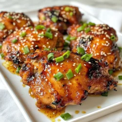 - 1 lb chicken thighs, boneless and skinless - 3 tablespoons gochujang (Korean chili paste) - 3 tablespoons honey - 2 tablespoons soy sauce - 1 tablespoon rice vinegar - 1 tablespoon sesame oil - 3 cloves garlic, minced - 1 tablespoon fresh ginger, grated - Sesame seeds and sliced green onions for garnish Sticky Honey Gochujang Chicken uses simple, fresh ingredients that pack a punch. First, the chicken thighs are the star of this dish. They provide juicy meat that absorbs flavor well. Gochujang brings heat and sweetness. It is a thick paste made from fermented soybeans, red chili, and glutinous rice. Honey adds a rich sweetness that balances the spice. Soy sauce gives depth and umami. Rice vinegar adds a bit of tang, while sesame oil brings a nutty flavor. For garnishing, minced garlic and grated ginger add zest. Sesame seeds and sliced green onions add a beautiful touch and crunch. These ingredients combine to create a sweet, spicy, and savory dish perfect for any dinner. {{ingredient_image_1}} In a bowl, mix these ingredients well: - 3 tablespoons gochujang - 3 tablespoons honey - 2 tablespoons soy sauce - 1 tablespoon rice vinegar - 1 tablespoon sesame oil - 3 cloves garlic, minced - 1 tablespoon fresh ginger, grated This blend of sweet and spicy creates a tasty base for your chicken. Next, take 1 lb of boneless, skinless chicken thighs. Coat each piece in the marinade. Make sure every part is covered well. For the best flavor, marinate for at least 30 minutes. You can also let it sit overnight for richer taste. Now, preheat your grill or skillet to medium-high heat. Remove the chicken from the marinade, but keep the marinade for later. Cook the chicken for about 5-7 minutes on each side. Check that it reaches an internal temperature of 165°F. The chicken should be browned and juicy. While the chicken cooks, pour the reserved marinade into a small saucepan. Bring it to a simmer over medium heat. To thicken the sauce, mix 1 teaspoon of cornstarch with 2 tablespoons of water. Add this mix to the saucepan. Stir continuously until the sauce becomes sticky. Once the chicken is cooked, take it off the heat. Brush the thickened sauce all over the chicken thighs. Let them rest for a few minutes. This helps keep the chicken juicy. Slice it up and serve with any leftover sauce. Garnish with sesame seeds and sliced green onions for extra flavor. Marinating chicken is key to great flavor. A 30-minute marinade gives good results. The chicken absorbs some flavors but not all. For deeper flavor, marinate overnight. The longer time helps the chicken soak up the gochujang and honey. This makes it taste amazing and juicy. Cooking chicken just right is important. Use a meat thermometer to check doneness. The chicken should reach 165°F inside. Look for a nice char on the outside. This adds flavor and texture. Cooking on medium-high heat helps achieve that perfect sear. Flip the chicken halfway through cooking for even charring. Want to make your dish even better? Try adding more spices. A pinch of smoked paprika can add a nice depth. You can also add a splash of lime juice for a zesty kick. If you like it spicy, consider mixing in some chili flakes. Fresh herbs like cilantro can brighten up the dish too. Pro Tips Marinate Longer for Flavor: For the best flavor, marinate the chicken thighs for at least 2 hours or even overnight. This allows the marinade to penetrate the meat more deeply, resulting in a more flavorful dish. Perfect Grill Marks: To achieve beautiful grill marks, make sure your grill is preheated properly. Once you place the chicken on the grill, avoid moving it for the first few minutes to let it sear well. Thickening the Sauce: If you prefer a thicker sauce, add a bit more cornstarch mixed with water. Just remember to bring it to a simmer to activate the thickening power! Serving Suggestions: Serve the chicken with steamed rice or quinoa to soak up the delicious sauce. Adding a side of sautéed vegetables can enhance the meal's nutrition and flavor. {{image_2}} If you want to switch up the chicken, you can use chicken breasts or wings. Chicken breasts are leaner and cook faster. Just be careful not to overcook them. Wings are great if you want a crispy skin. They will take a bit longer to cook, so keep an eye on them. To make this dish gluten-free, swap soy sauce with tamari. Tamari has a similar taste but contains no wheat. You can also check your gochujang for gluten-free labels. This way, you can enjoy the same bold flavors without worry. Gochujang has a nice kick, but you can adjust the heat. If you want it milder, use less gochujang. You can also add a bit of honey to balance the heat. For more spice, add extra gochujang or a pinch of red pepper flakes. Taste as you go to find your perfect heat level. To store leftover Sticky Honey Gochujang Chicken, place it in an airtight container. Make sure it cools down first. Store the chicken in the fridge for up to four days. This keeps the flavors fresh and tasty. If you want to freeze the chicken, first let it cool. Wrap it tightly in plastic wrap or foil. Then, place it in a freezer bag. This helps avoid freezer burn. You can freeze it for up to three months. When you're ready to eat, just thaw it in the fridge overnight. To reheat the chicken, I recommend using a skillet. Heat it over medium-low heat. Add a splash of water or sauce to keep it moist. Cover with a lid to trap steam. You can also use a microwave. Just place the chicken on a plate and cover it. Heat for one to two minutes, checking often. This way, you keep the flavor and texture nice! Gochujang is a Korean chili paste. It adds heat and sweetness to dishes. You can find gochujang in Asian markets or the international aisle of many grocery stores. Look for it in a red container. Yes! You can use chicken breasts or wings instead of thighs. You can also try pork or tofu for a different taste. Just adjust the cooking time. Thinner cuts will cook faster than thicker ones. Sticky Honey Gochujang Chicken goes well with rice or quinoa. Steamed vegetables like broccoli or bok choy add color and nutrients. A simple salad can also balance the meal. For something crunchy, try pickled veggies. To make it spicier, add more gochujang or fresh chili peppers. You can also mix in some red pepper flakes. If you want it milder, use less gochujang. Adding more honey can also help tone down the heat. Yes, you can bake the chicken. Preheat your oven to 400°F. Place marinated chicken on a baking sheet. Bake for about 25-30 minutes. Make sure the chicken reaches an internal temperature of 165°F for safety. Sticky Honey Gochujang Chicken is a tasty dish that mixes sweet and spicy flavors. We covered the key ingredients, how to make the marinade, and tips for cooking. Remember to marinate well for the best taste. You can switch chicken types or adjust spice levels for a personal twist. Proper storage keeps leftovers fresh. Enjoy making this dish that adds flavor to your meals. Your kitchen will smell amazing, and your taste buds will thank you!