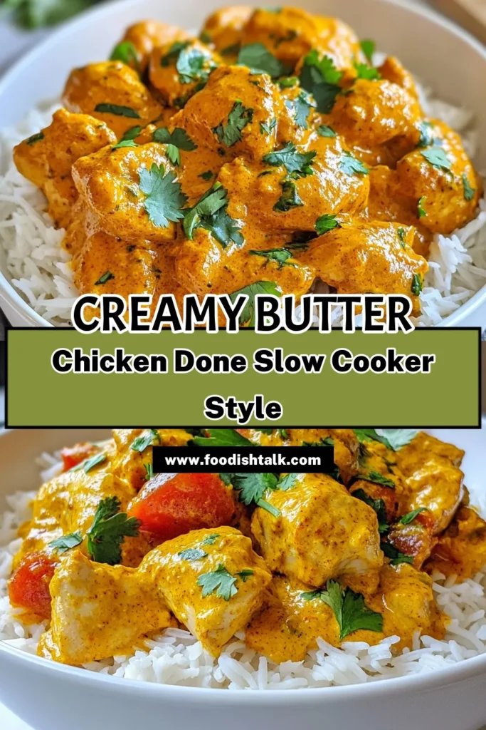 Discover the ultimate comfort dish with this easy slow cooker butter chicken recipe! Made with tender chicken thighs and a rich coconut milk butter chicken sauce, this creamy butter chicken recipe is perfect for busy weeknights. Experience the flavors of an authentic Indian butter chicken recipe right in your kitchen. Save this recipe for an effortless meal that your family will love! #SlowCookerButterChicken #EasyButterChicken #CoconutMilkButterChicken #IndianButterChicken