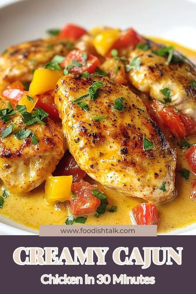 Discover the ultimate Cajun chicken recipe with our easy creamy Cajun chicken dish! This one-pan Cajun skillet meal features juicy chicken breast with cream sauce, packed with flavor thanks to Cajun seasoning, garlic, and fresh veggies. Perfect for a quick weeknight dinner, it's both simple and delicious. Save this recipe for a satisfying meal tonight! Make sure to try this tasty dish today! #CajunChicken #CreamyChickenDish #EasyCajunRecipes #OnePanMeals