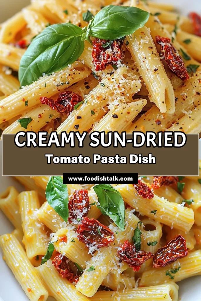 Discover the delicious sun-dried tomato pasta recipe that will elevate your dinner game! Perfect for quick pasta dishes, this creamy tomato pasta is ideal for easy weeknight meals. Make this delightful Italian pasta recipe in just 25 minutes, featuring rich flavors and fresh ingredients. Don’t miss out on creating a meal your family will love! Save this now for your next dinner inspiration! #SunDriedTomatoPasta #QuickPastaDishes #ItalianPastaRecipes #EasyWeeknightMeals
