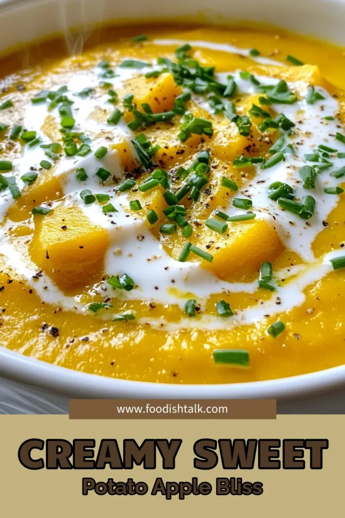 Warm up this season with a delightful sweet potato apple soup that combines rich flavors and a creamy texture in one bowl! This healthy fall soup recipe is perfect for cozy gatherings, featuring sweet potatoes and apples simmered in vegetable broth for a comforting vegan apple soup. With hints of cinnamon and nutmeg, it becomes a creamy sweet potato soup you can't resist. Perfect for meal prep, this soup is satisfying and nutritious. Try it today and enjoy delicious warmth! #SweetPotatoAppleSoup #HealthyFallSoup #VeganRecipes #ComfortFood