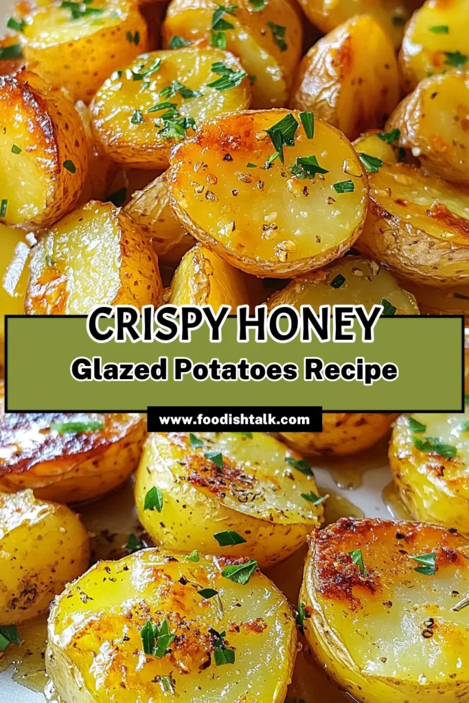 Elevate your meal with these Honey Glazed Potatoes! This easy vegetable side dish features crunchy roasted potatoes coated in a sweet honey mixture, perfect for any occasion. Made with baby potatoes, garlic, thyme, and paprika, this baby potatoes recipe is a must-try for your next dinner. Perfect as delicious sides with honey, these potatoes are sure to impress. Save this recipe for your next cooking adventure! #HoneyGlazedPotatoes #EasySideDish #RoastedPotatoes #BabyPotatoesRecipe