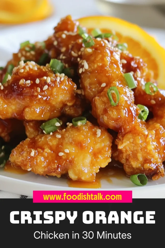 Discover the ultimate Crispy Orange Chicken Recipe! This Easy Orange Chicken features tender fried chicken thighs coated in a delicious homemade orange sauce made with fresh juice and honey. Perfect for a weeknight dinner, this delightful dish comes together in just 30 minutes. Don't miss out on this flavor-packed meal—save it for later and treat your family to an unforgettable orange chicken experience! #OrangeChicken #HomemadeOrangeSauce #CrispyOrangeChicken #EasyRecipes