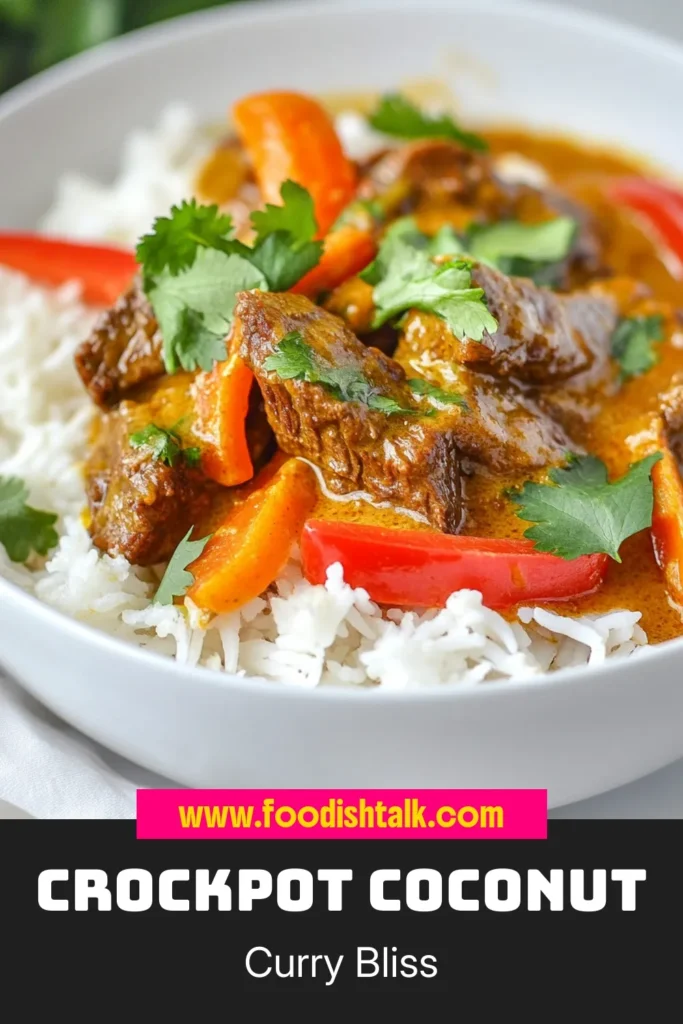 Discover the ultimate comfort food with this simple Crockpot Beef Coconut Curry recipe! This easy beef curry recipe combines tender beef chuck with rich coconut milk and zesty red curry paste for a flavorful slow cooker beef dish. Perfect for busy evenings, this red curry beef coconut dish is sure to impress. Save this delightful recipe now and enjoy a cozy meal tonight! #CrockpotBeefCurry #CoconutCurryRecipe #SlowCookerBeef #EasyBeefCurryRecipe