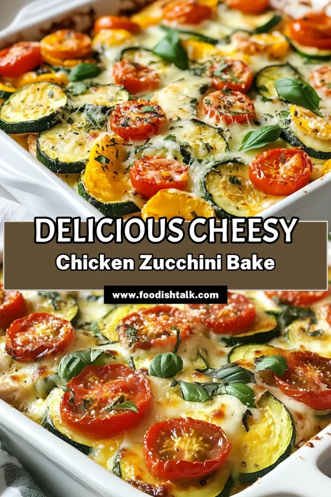 Discover the deliciousness of this Cheesy Chicken Zucchini Bake, a perfect blend of flavors in a Healthy Chicken Bake Recipe! This Easy Zucchini Bake is not only mouthwatering but also a Low-Carb Chicken Dish, making it ideal for any meal. Enjoy the taste of an Italian Chicken Zucchini Casserole that your whole family will love. Ready to bake? Save this recipe now and elevate your dinner game! #HealthyRecipes #LowCarb #ZucchiniDish #ChickenBake