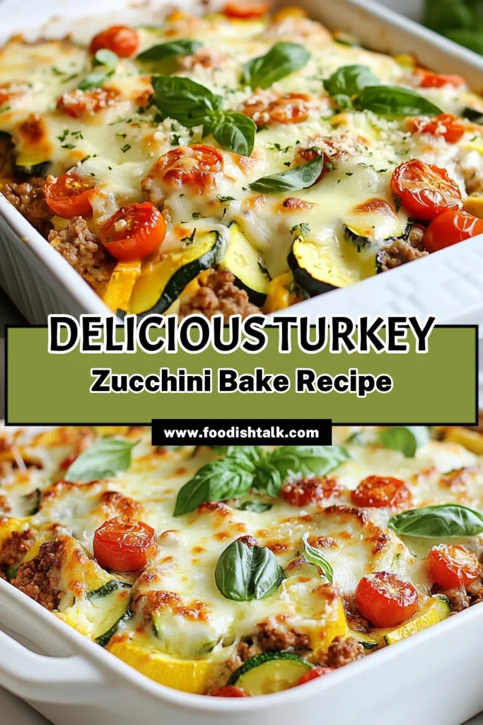 Discover a deliciously hearty ground turkey casserole that’s perfect for a healthy dinner idea! This easy turkey zucchini bake combines fresh zucchinis and cherry tomatoes with flavorful ground turkey and mozzarella cheese to create a satisfying meal your family will love. With simple ingredients and a straightforward recipe, this mozzarella cheese casserole is a must-try. Save this recipe for your next weeknight dinner! #GroundTurkeyCasserole #ZucchiniRecipes #HealthyDinnerIdeas #EasyTurkeyZucchiniBake