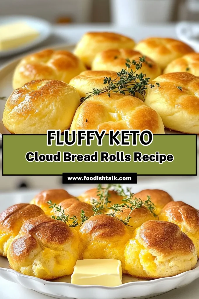 Discover the ultimate Keto cloud bread recipe with these delicious low carb bread rolls! Perfectly light and airy, this gluten-free cloud bread is a fantastic alternative for your keto diet. Easy to whip up, these rolls make a wonderful accompaniment to any meal. Enjoy them warm with butter or cream cheese. Save this simple recipe and elevate your keto journey today! #KetoCloudBread #LowCarbBreadRolls #GlutenFreeCloudBread #EasyKetoRecipes