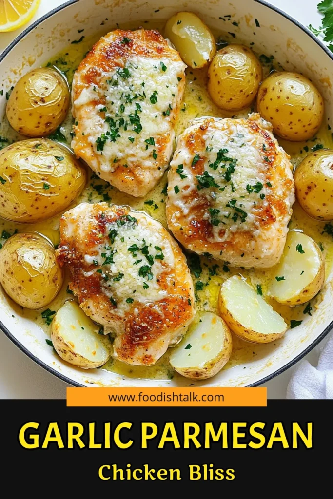 Savor the deliciousness of Garlic Parmesan Chicken & Potatoes Delight with this easy recipe! Perfectly marinated chicken breasts meet tender baby potatoes, all enveloped in a rich garlic and Parmesan coating. In just 50 minutes, you’ll have a mouthwatering meal that’s sure to impress. Click through now for step-by-step instructions and bring this delightful dish to your dinner table! #GarlicParmesanChicken #EasyRecipes #DinnerIdeas #FoodieFun