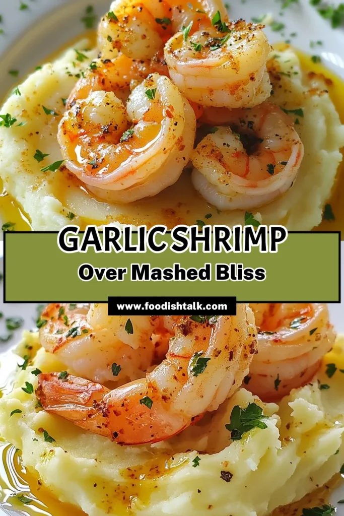 Indulge in this mouthwatering garlic shrimp recipe served over creamy mashed potatoes! This easy shrimp dinner features succulent garlic butter shrimp perfectly paired with a dreamy creamy mashed potatoes recipe. It's a delightful dish that's sure to impress! Perfect for a weeknight meal or a special occasion. Don’t forget to save this recipe for your next dinner! #GarlicShrimp #MashedPotatoes #EasyDinner #ShrimpRecipes